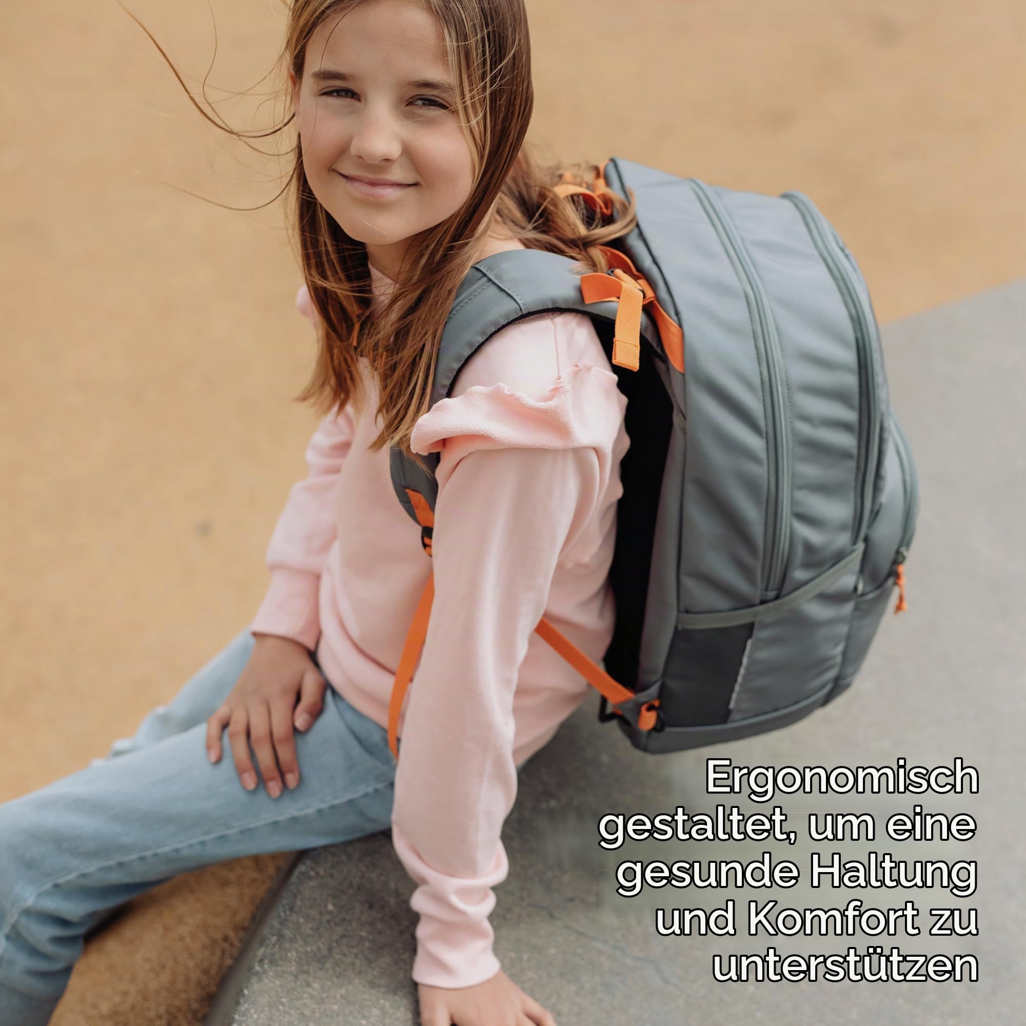 Beckmann, Sport Junior Schulrucksack, Sekundarschule ab 3-7. Klasse, Regenschutz inklusive, 30 l