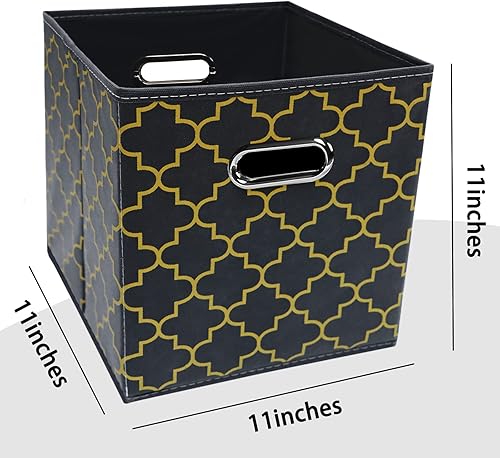Vista 54 de Cubos de almacenamiento plegables negros, caja de almacenamiento de tela, cestas organizadoras con asas dobles para organizador del hogar