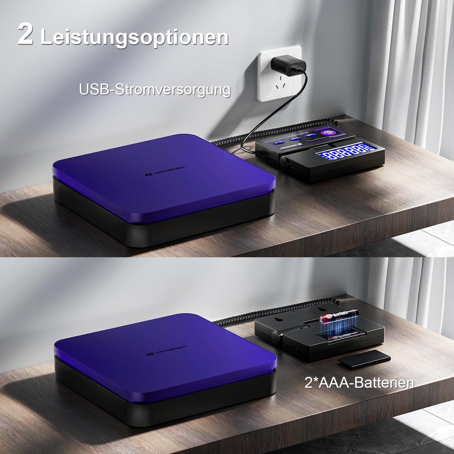 UNIWEIGH Digitale paketwaage bis 50kg/0.1oz Präzise,Postwaage mit 5 Einheiten/LCD/Tara/Hold Funktion,Auto-Off,Versandwaage für Pakete Small Business/Mail Scale,Inklusive Batterie & USB Power
