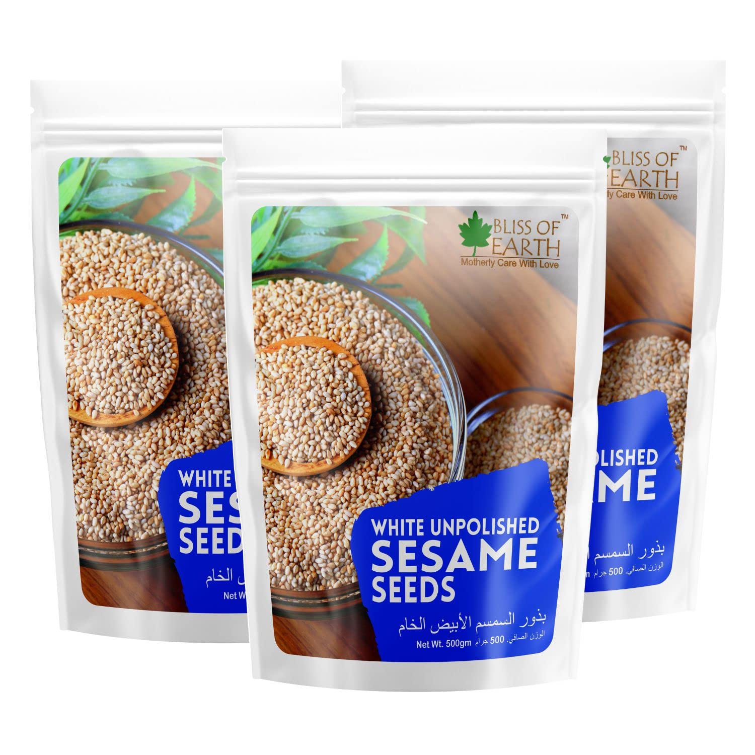 Bliss of Earth Organic Unpolished White Sesame Seeds or Eating, Sesame Dressing, Cooking Raw Til Seeds 3x500GM