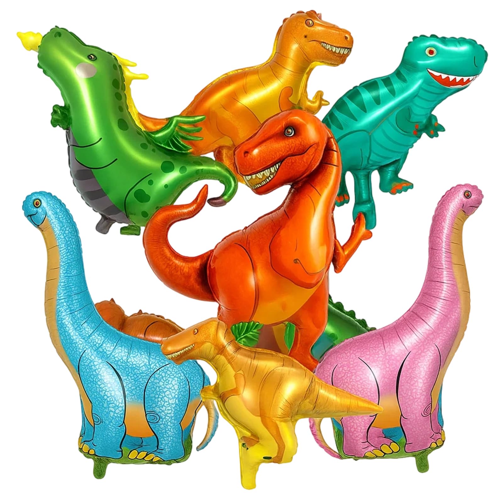 Dinosaur Balloons, Dinosaur Birthday Decorations, 7 Pcs Large Dinosaur Foil Balloons, Cute Giant Animal Party Balloons for Dinosaur Theme Birthday Party Supplies and Decor Supplies