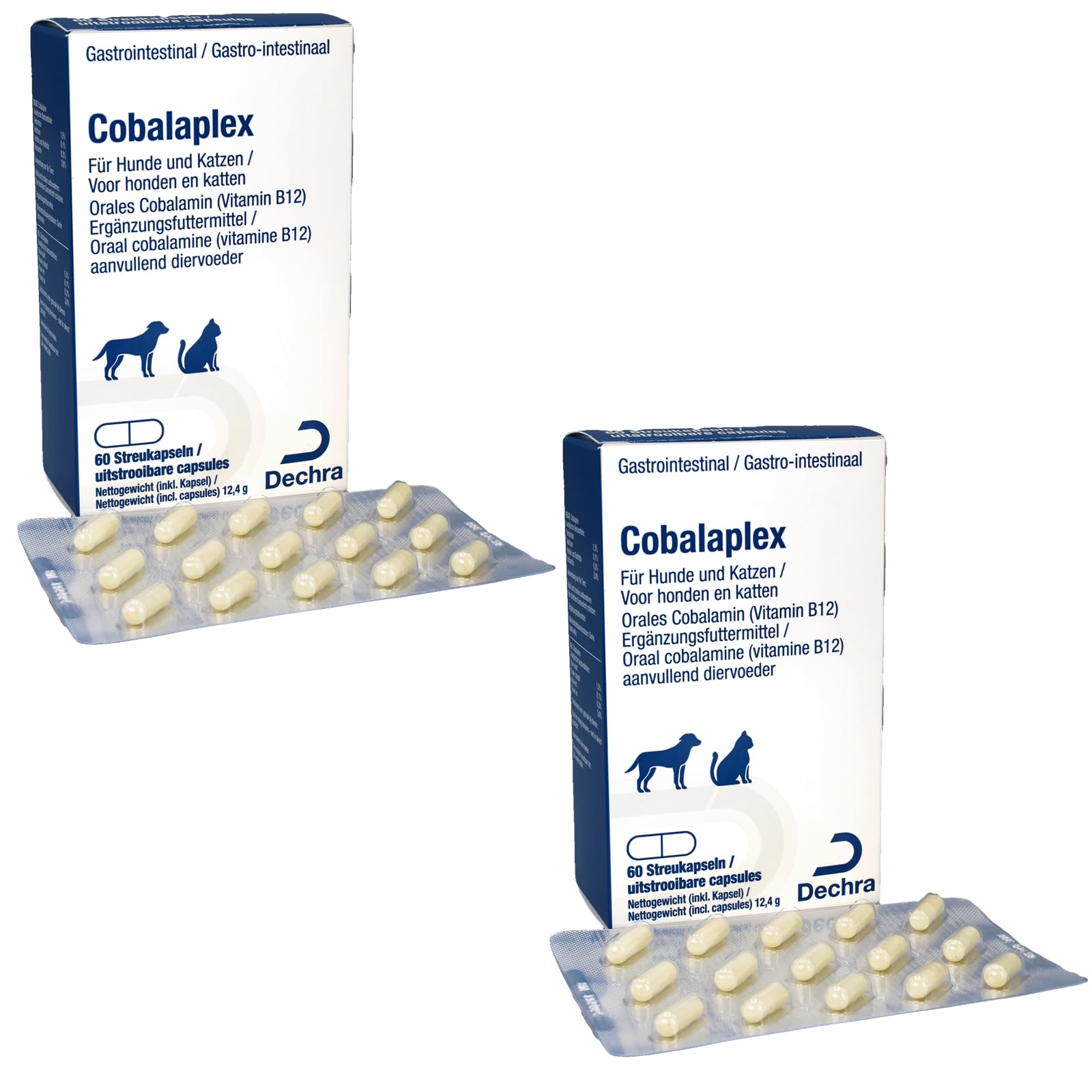 Dechra Cobalaplex | Doppelpack | 2 x 60 Kapseln | Ergänzungsfuttermittel für Hunde und Katzen | Mit Vitamin B12