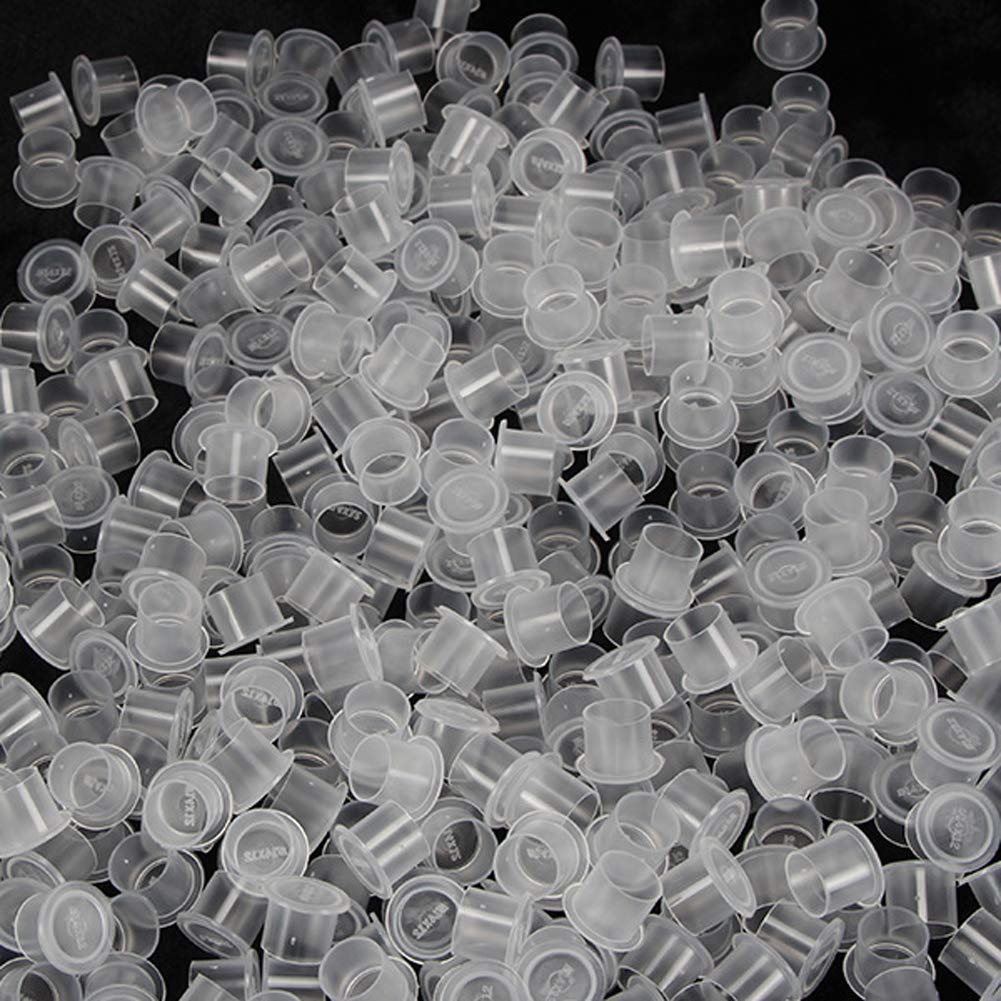 Tattoo Ink Cups - 400Pcs Clear Disposable Plastic Tattoo Ink Caps Cups with Base for Tattoo Ink Pigment Tattoo Supplies (14x12mm)