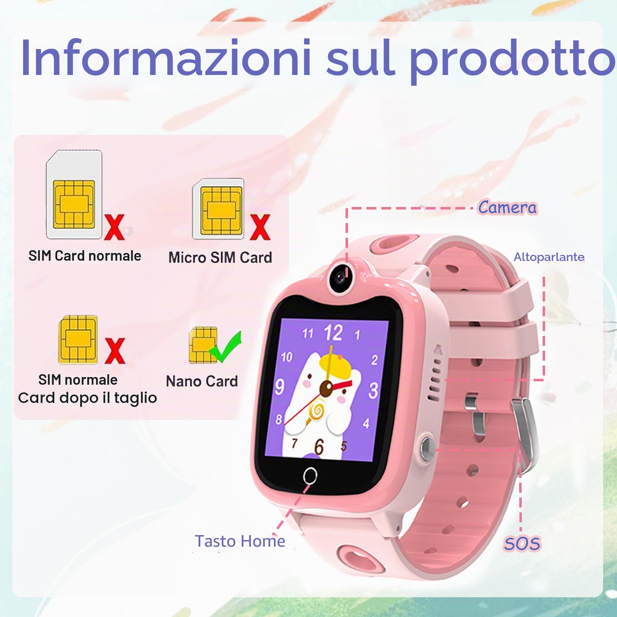 Smartwatch Bambini 4G, Orologio per Bambino Bambina Telefono con Videochiamata SOS Chat Vocale Sveglia Contapassi Modalità Classe Gioco, Impermeabile Smartwatch con SIM Regalo per Ragazza e Ragazzo