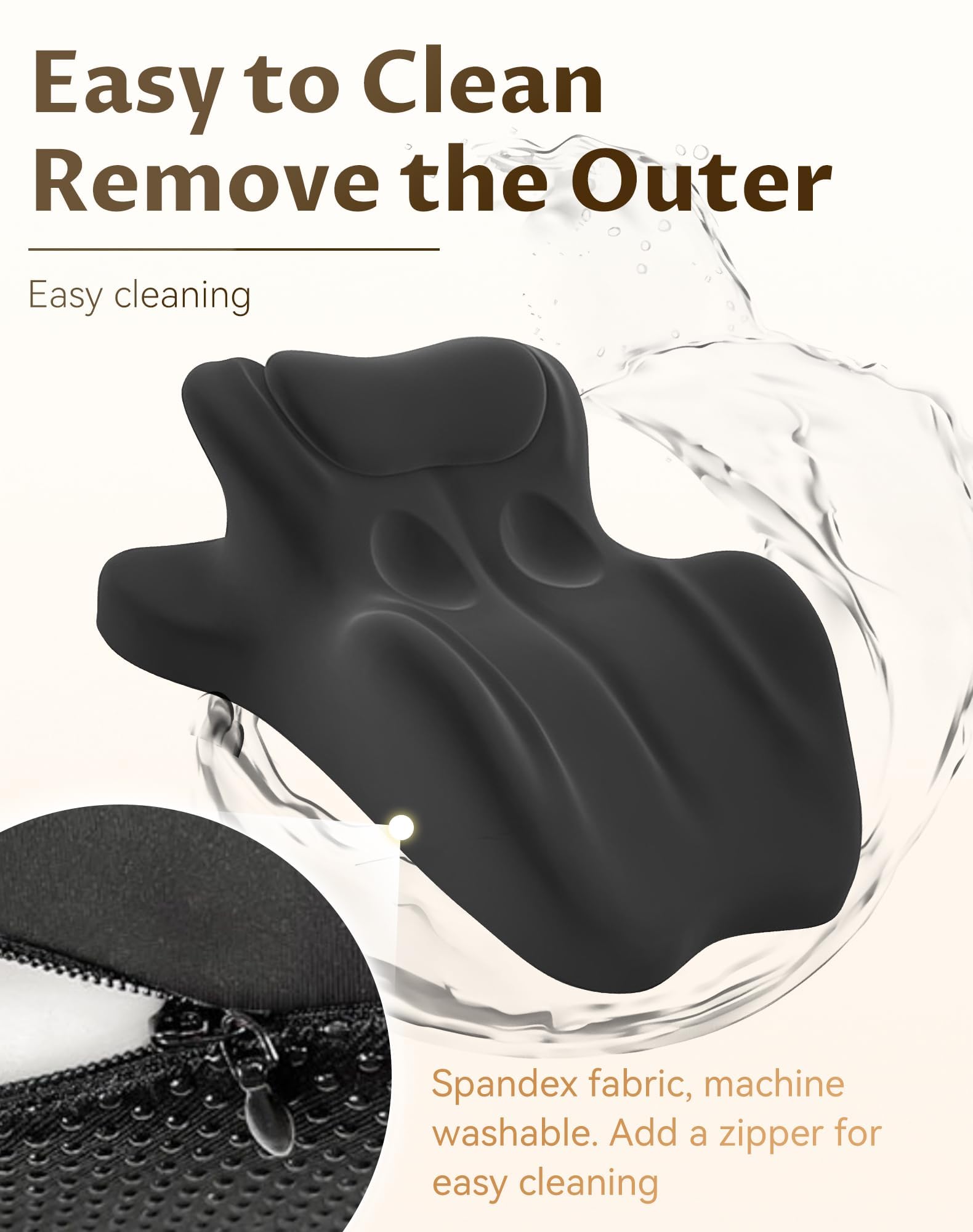 ZVD Oreiller de Couple pour Plus d'intimité – Ergonomique Coussin Triangulaire incliné à 27° en Mousse à mémoire de Forme pour Un Soutien Optimal, avec Housse Amovible (Noir)