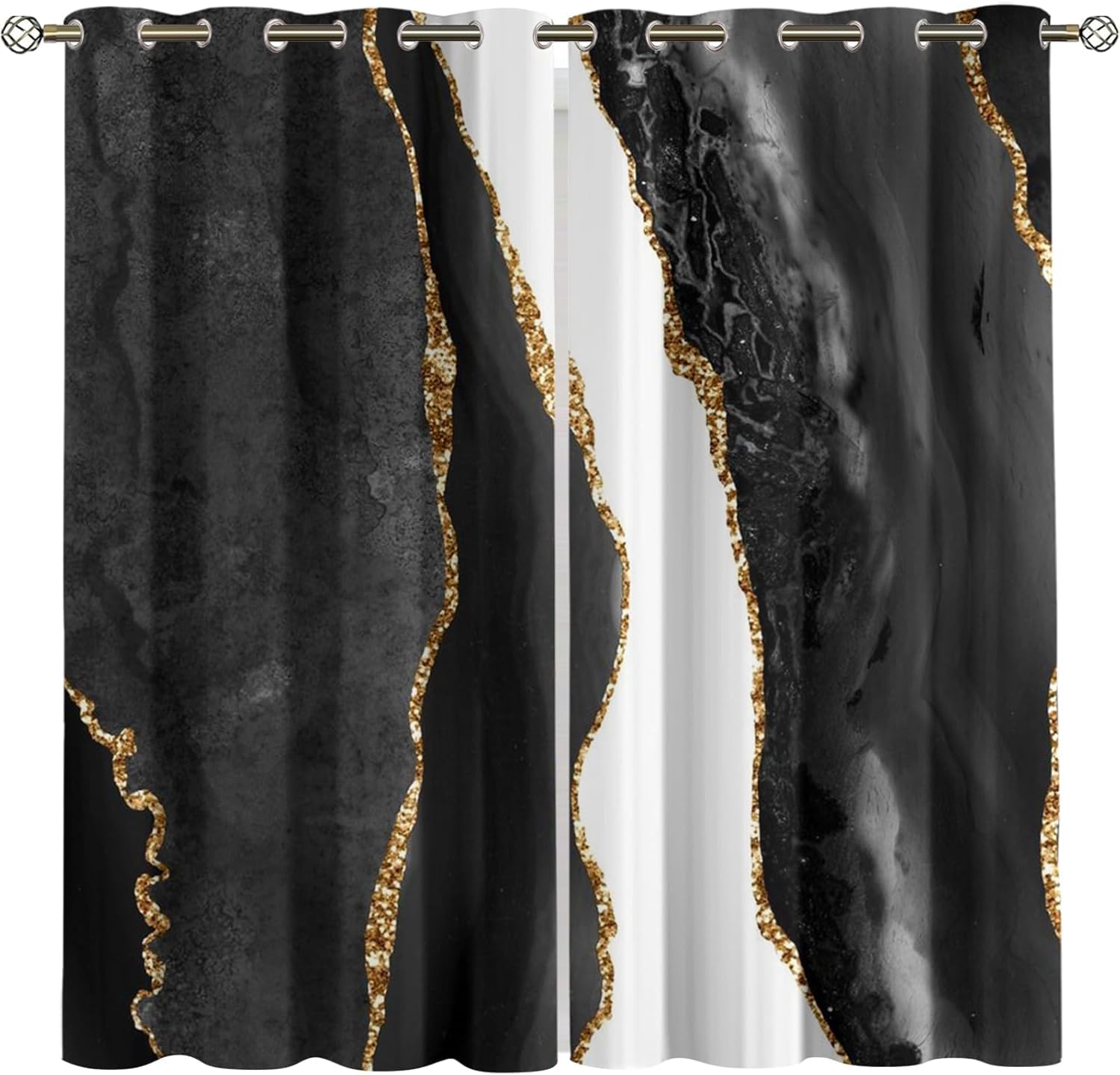 Rideaux occultants 3D effet marbre 183x214 cm en polyester pour salon et chambre d'enfant