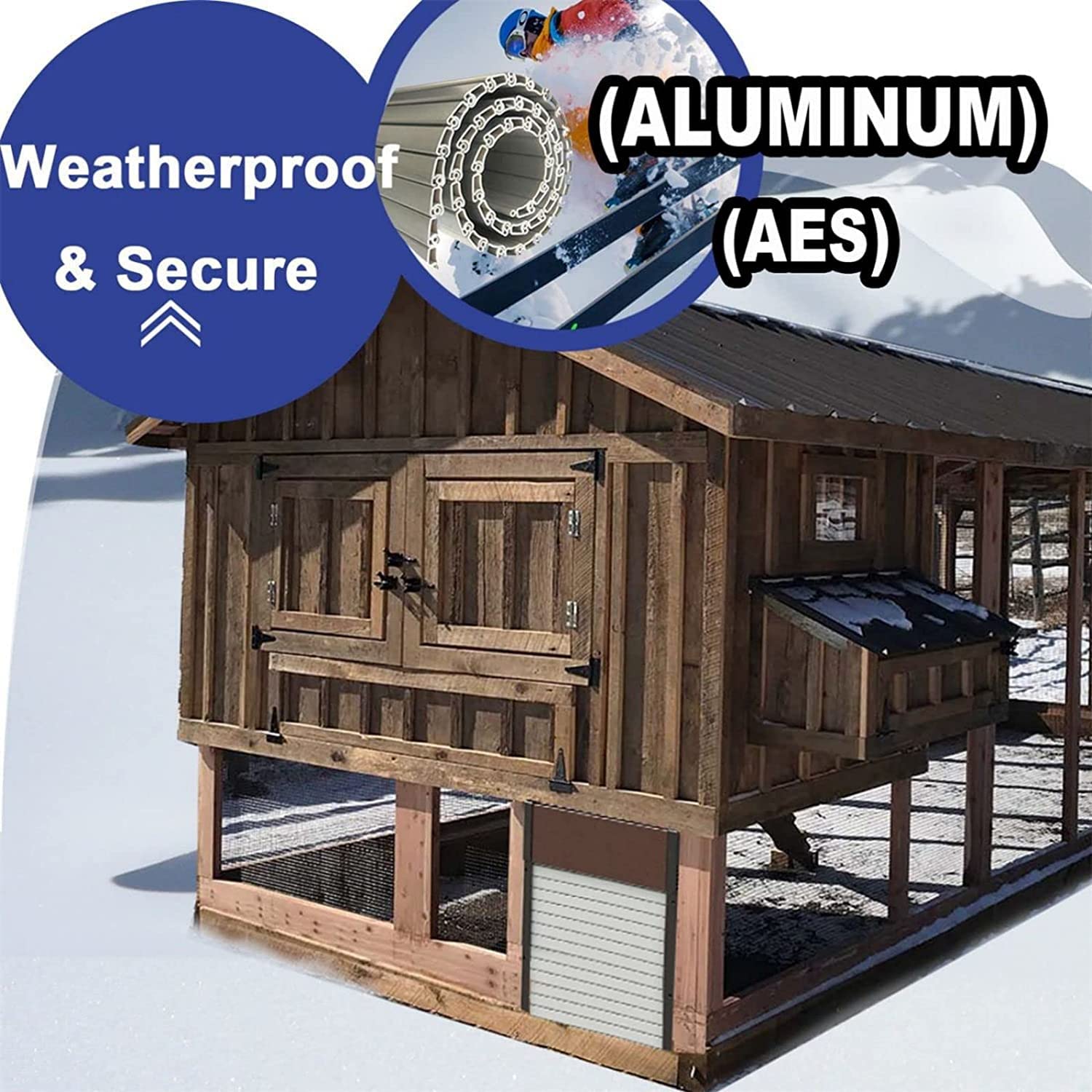 Aluminum Hühnerklappe Solar Automatische Türöffner mit Lichtsensor Timer Fernbedienung Führungsschienen