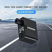 Vista 3 de AIRBANK Mini bomba de bicicleta con bolsillo de calibre PRO, bomba de aire de bicicleta de apagado automático máximo de 120 PSI, bomba eléctrica