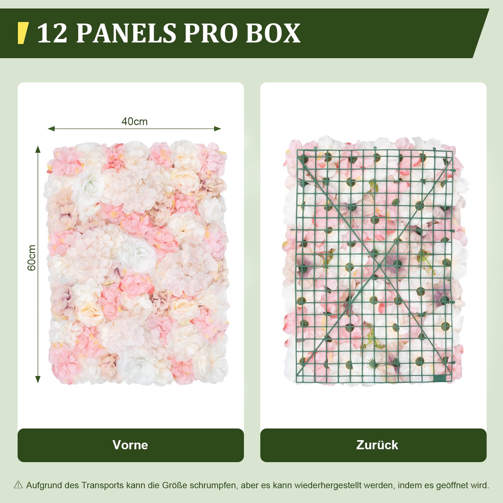 12 Stück künstliche Blumenwand Künstliche Blumen-Wandpaneel Blumen-Hintergrund Kunstblumen Deko Dekoblumen für Party Hochzeit Heimdekoration