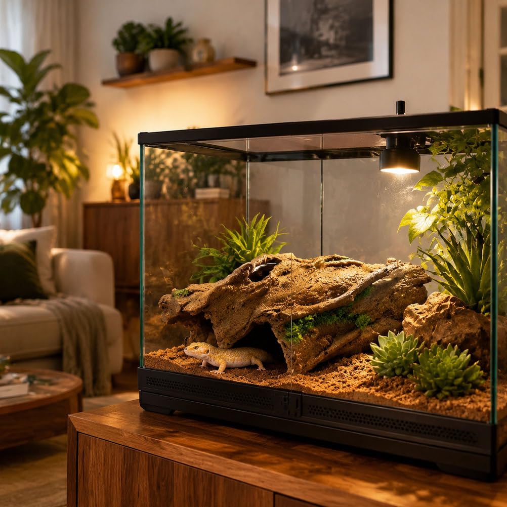 YLME Reptilienhöhle Naturnaher Unterschlupf Aus Künstlichem Treibholz | Für Echsen, Schlangen Und Geckos Aquarium-Terrarium-Dekoration Mit Kletter- Und Versteckmöglichkeiten