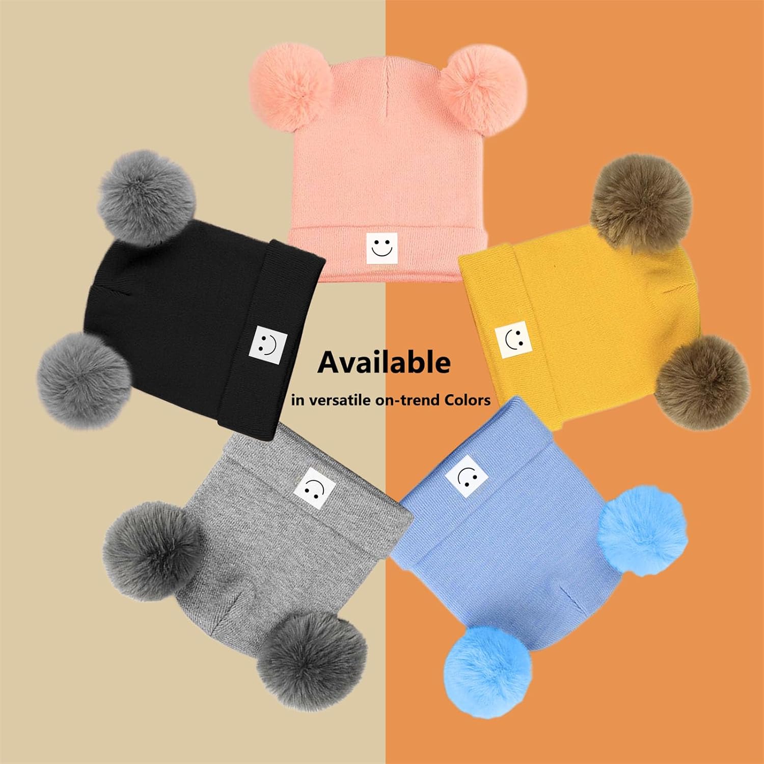 AZJ Baby Beanie Hat Toddler Infant Winter Knitted Hat Kids Soft Warm Pom Pom Beanie Cap for Boys Girls - Image 7