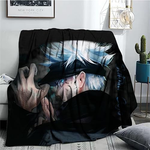 Jujutsu Kaisen - Manta acogedora y mullida para cama, manta de forro polar de franela cálida de anime, manta de microfibra suave