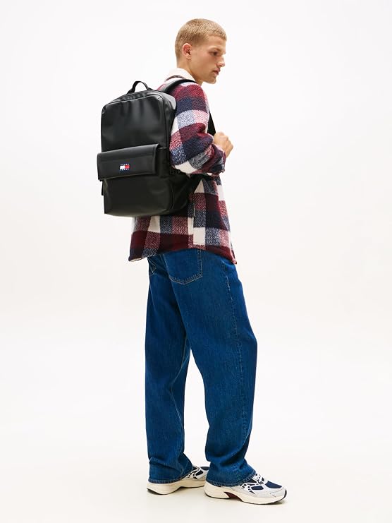 Tommy Jeans TJM ELEVATED PU BACKPACK Erkek Sırt Çantası, Siyah, Tek Beden
