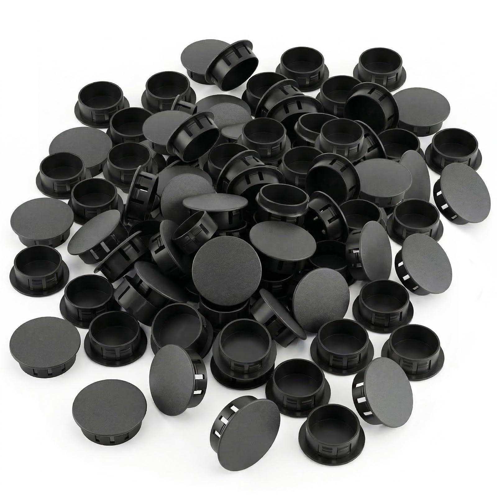 TAILONZ 100Pcs 7/8"(22mm) Black Plastic Snap-in Hole Plugs