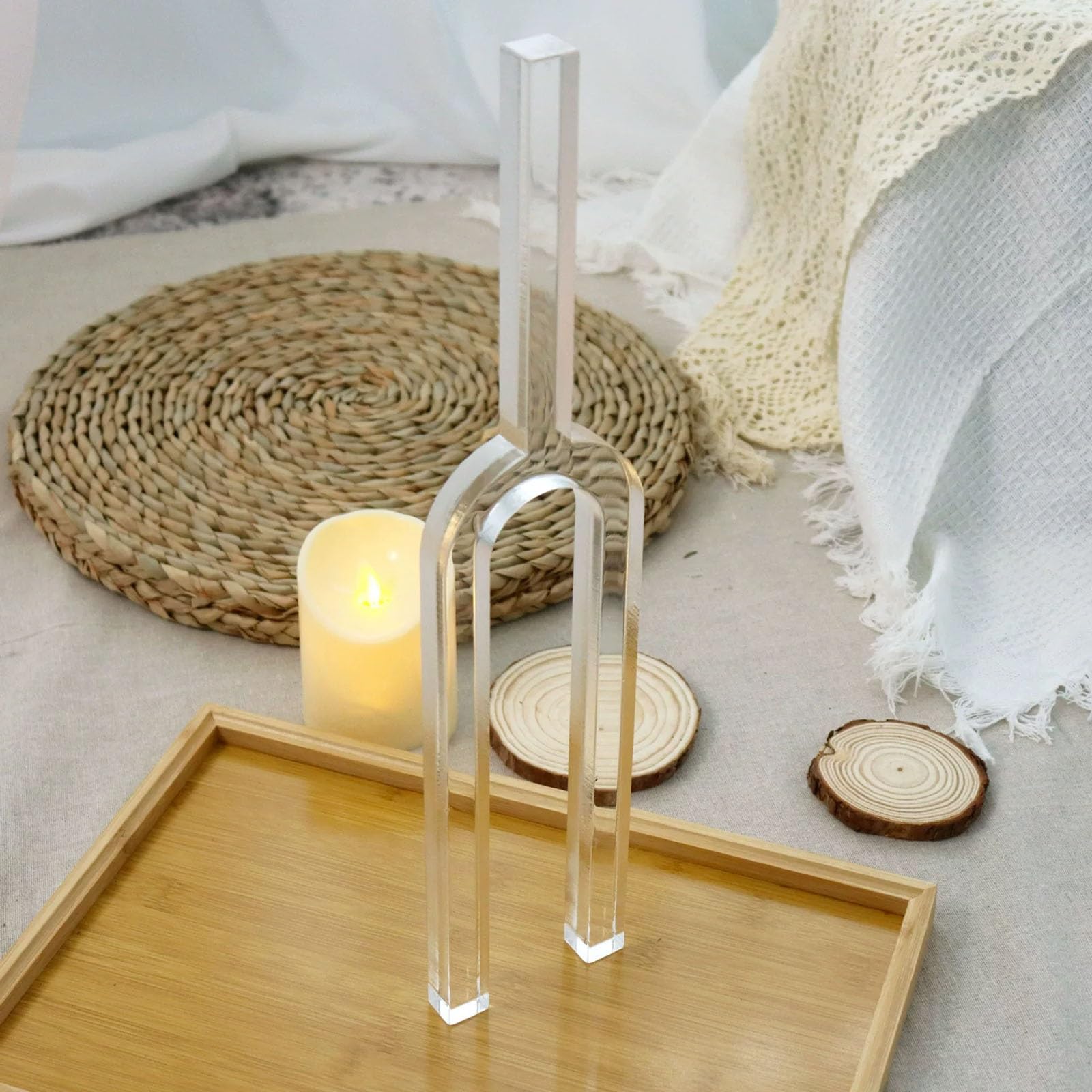 Quadratische Kristallklangschale mit Stimmgabel – Ton C, einteilig geformt, mit Etui für Klangheilung, Meditation und Frequenztherapie, 440 Hz