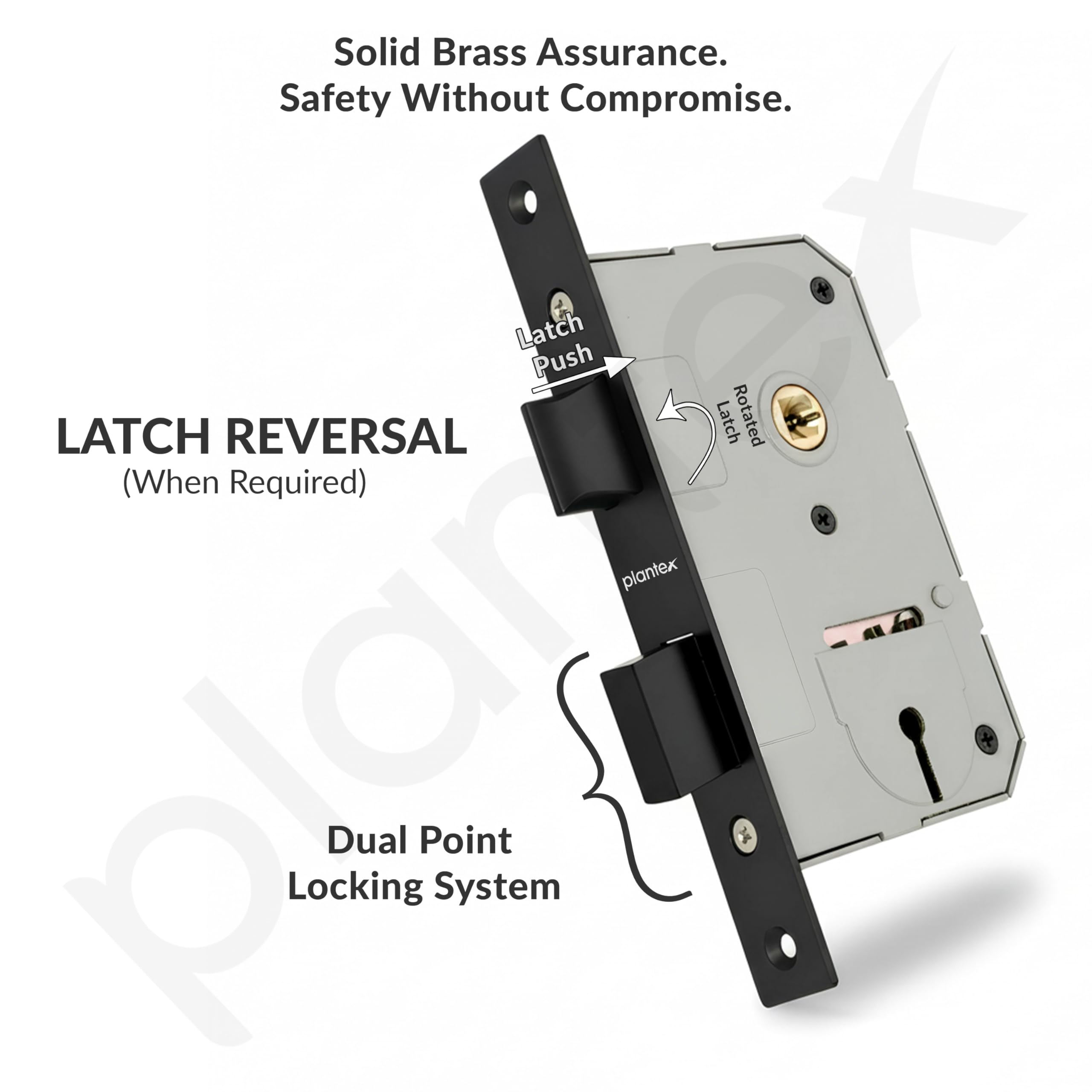 Heavy-Duty Door Lock Set - 6-Lever Brass Lock -7