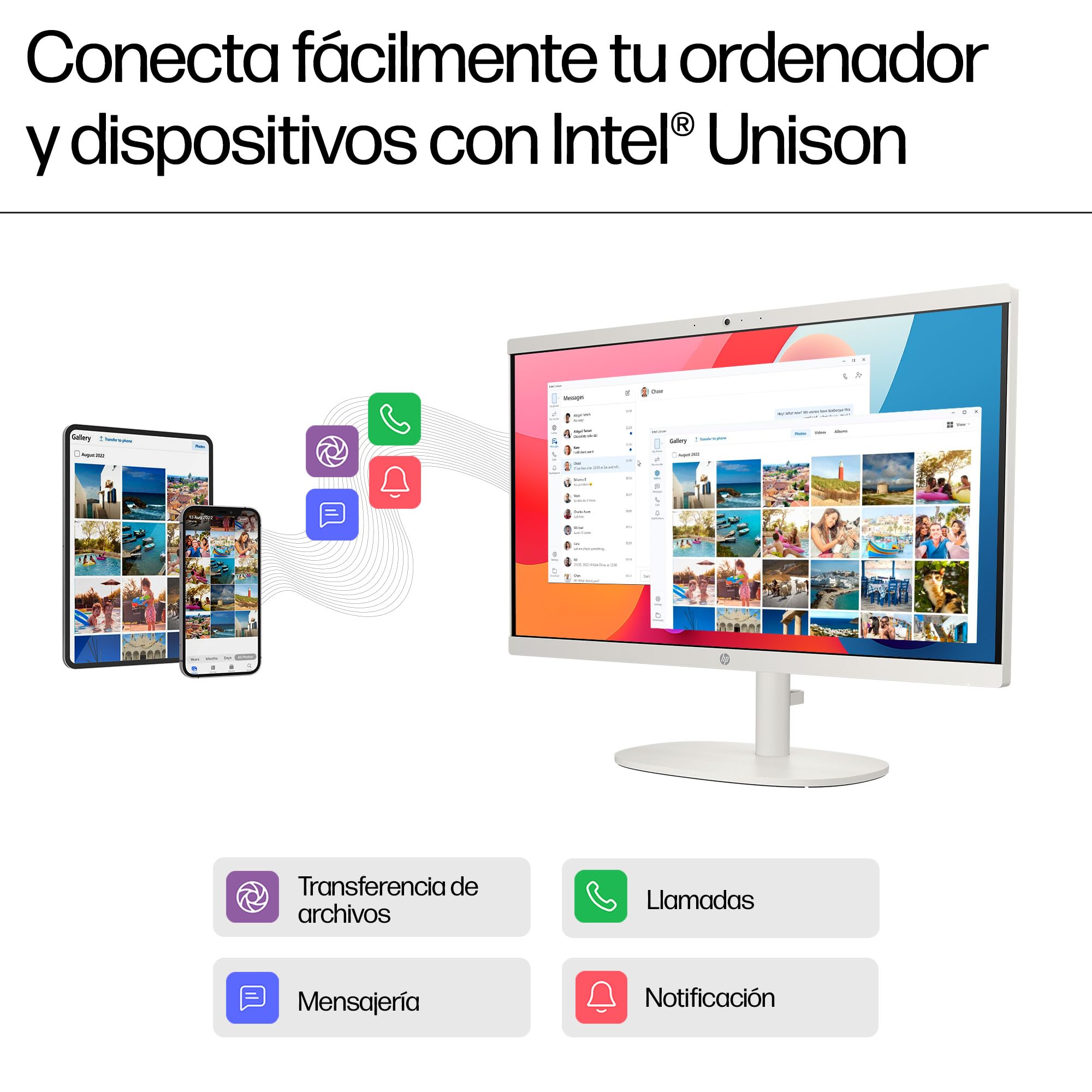 HP All-in-One 22-dg0014ns - Ordenador de 21.5" (Intel N100, 8GB RAM, 256GB SSD, Intel UHD Graphics, Windows) - White - Teclado QWERTY Español — view 5