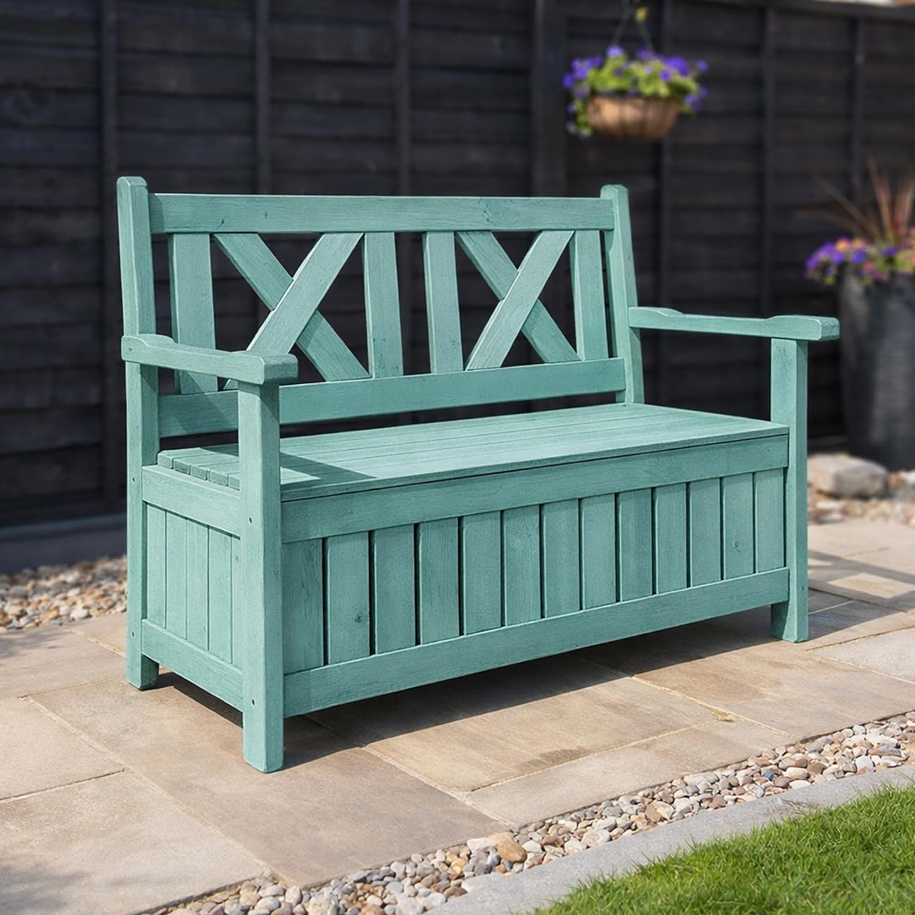 AIRWAVE Darcy Outdoor Storage Bench 110L | Weather Resistant Garden Storage Box | Treated Fir Wood | Wooden Showerproof Seat | Ideal for Storing Toys, Cushions, Tools — image 1