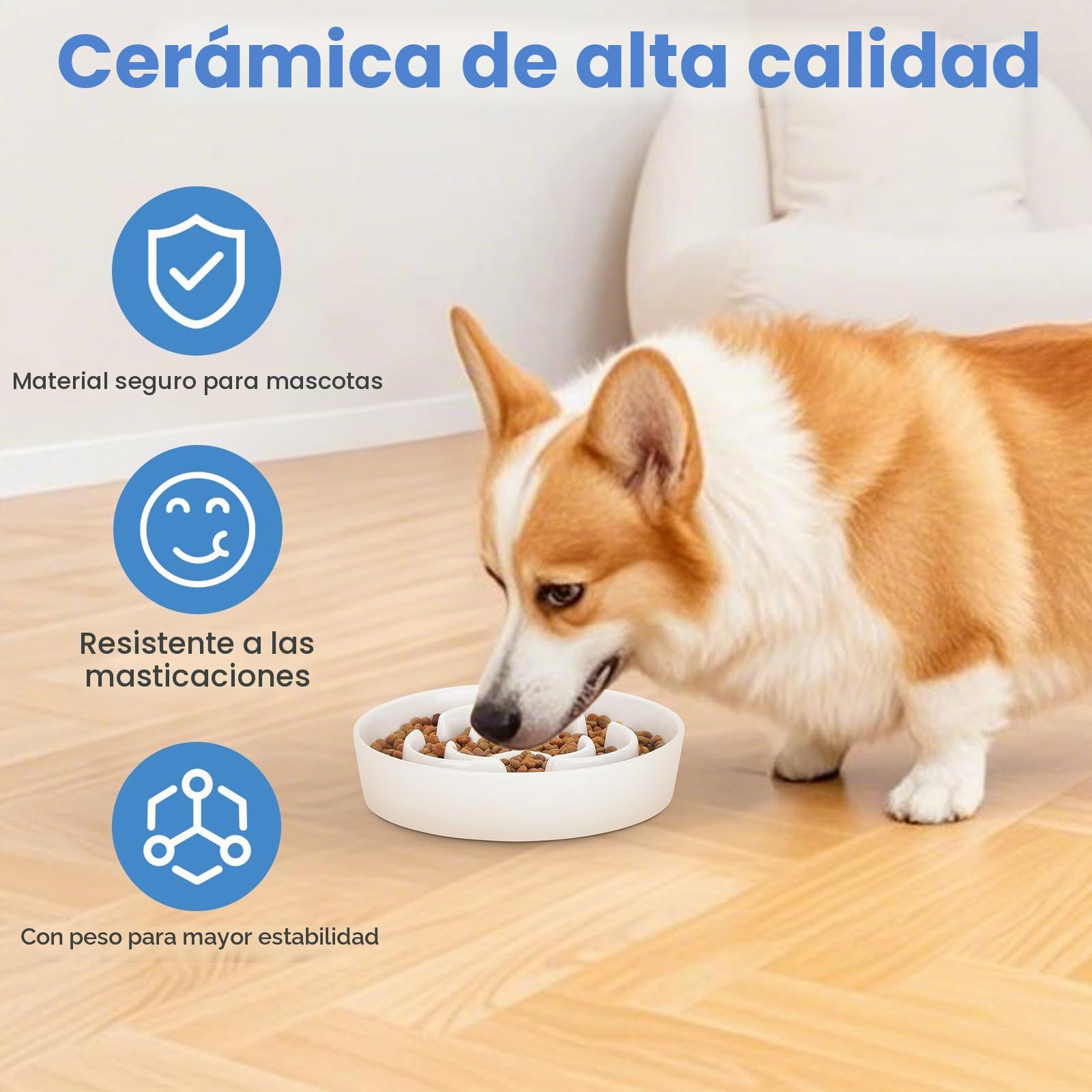 Comedero Lento para Perros de Cerámica, Cuenco Antiahogo con Diseño Laberinto, Pesado y Antideslizante, Apto Lavavajillas, para Cachorros y Perros Pequeño Mediano Grande