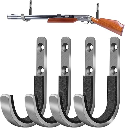 Ganchos seguros para pistola para pared, estante de acero resistente para rifle y escopeta con acolchado suave para un almacenamiento y exhibición