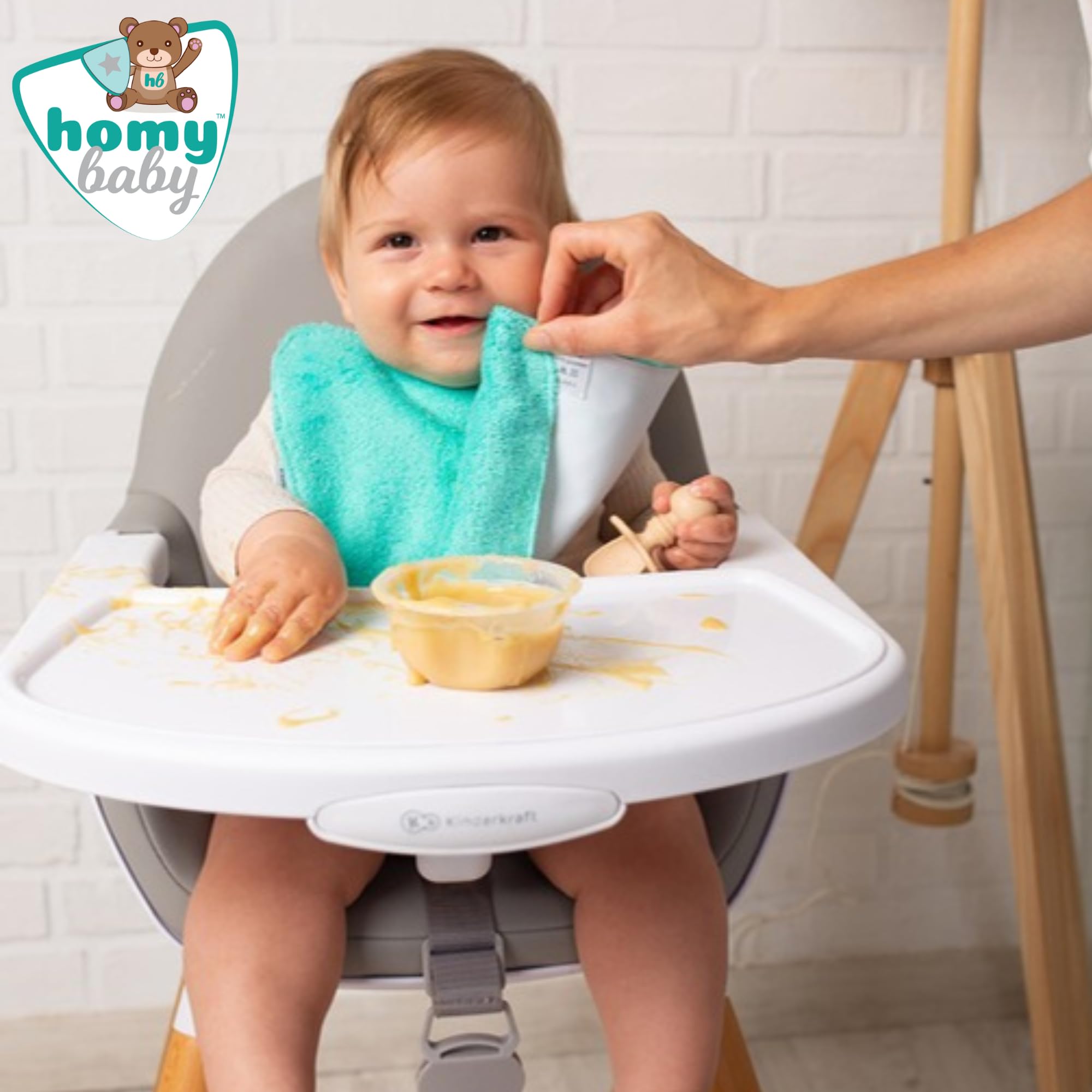 HOMYBABY® Set 5 Bavaglini Neonato Impermeabili con Bottoni per Asilo Nido