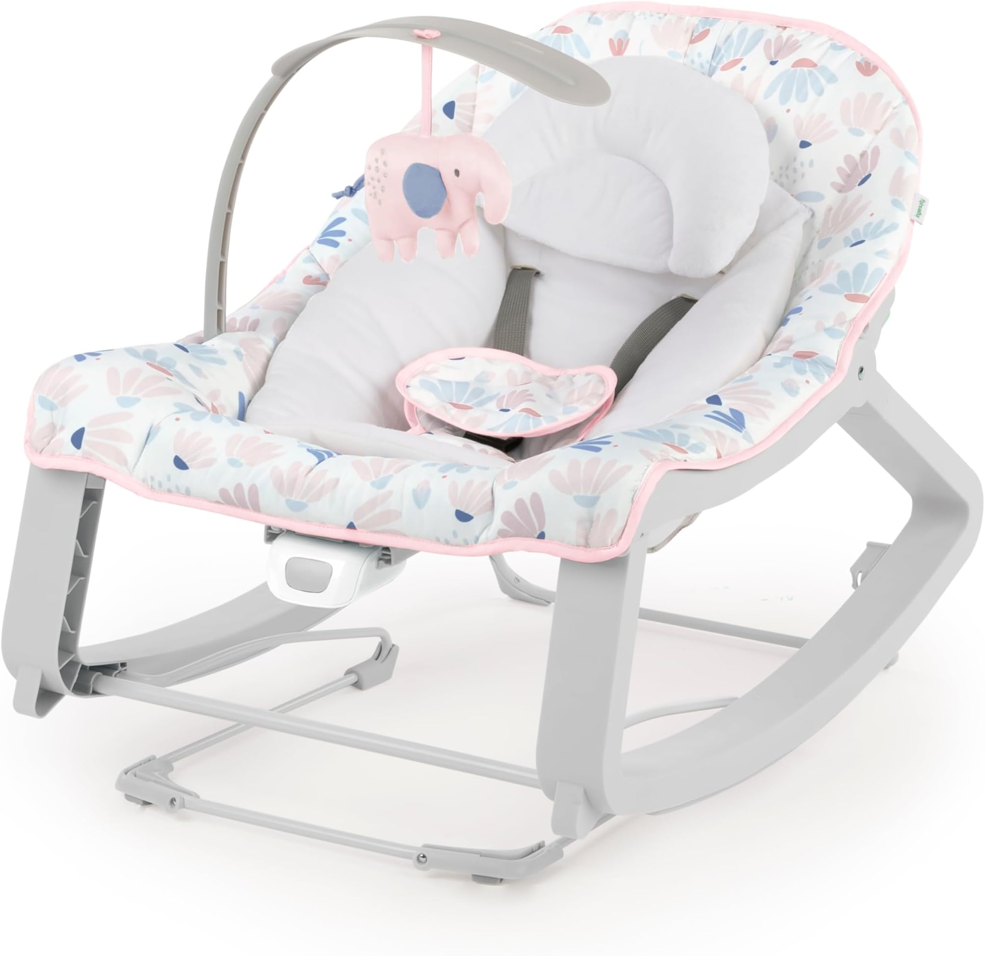 Ingenuity Keep Cozy 3-in-1 Grow with Me Vibrating Baby Bouncer Seat & Infant to Toddler Rocker, Vibrations & -Toy Bar, 0-30 Months Up to 40 lbs (Pink Burst)