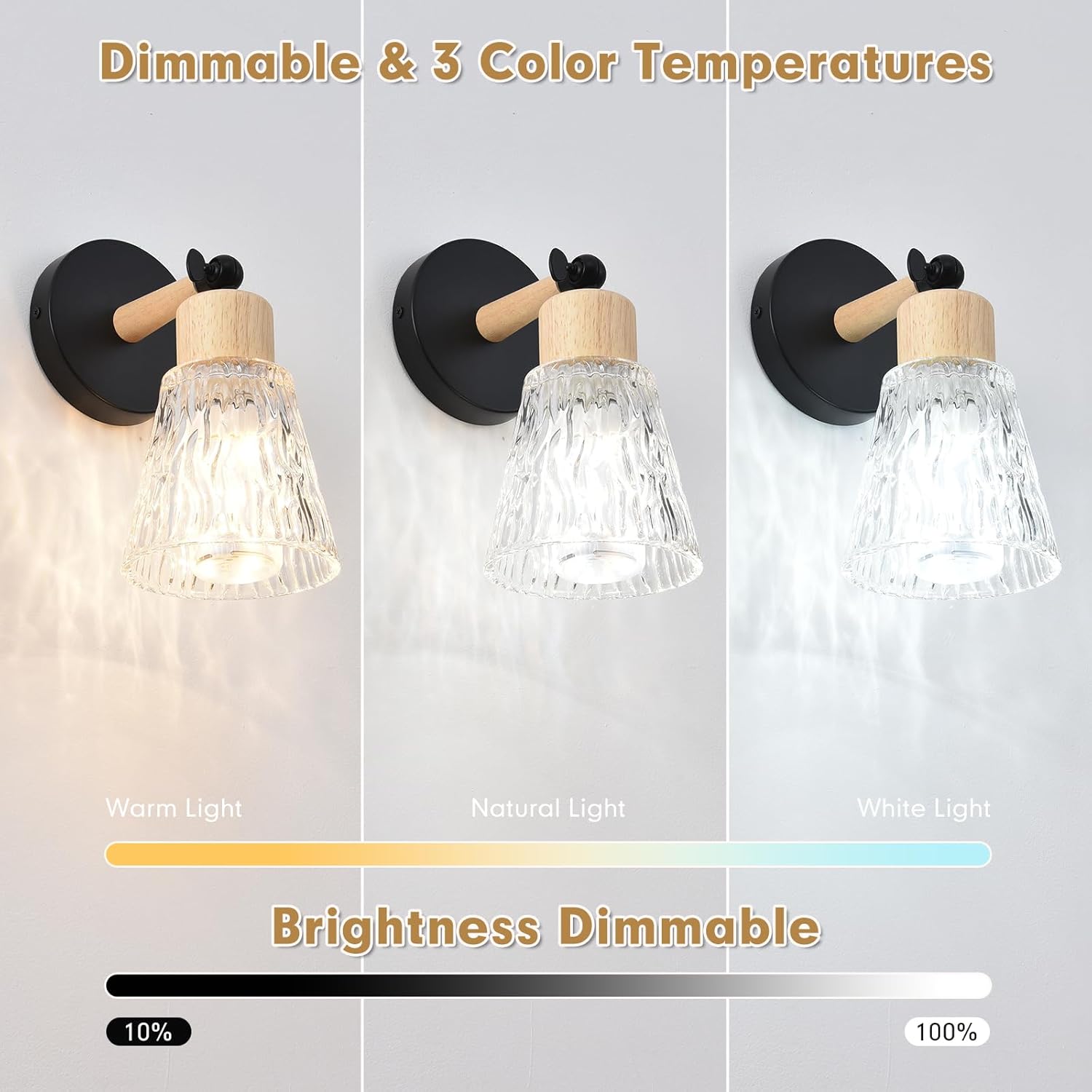 Vintage Battery Operated Wall Sconce, Clear Glass Cordless Wall Lamp Wireless Rechargeable Wall Light with 7200mAh Dimmable Bulbs and Remote for Bedroom Living Room