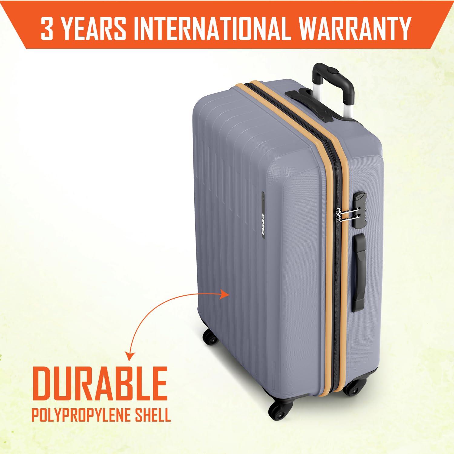 Safari Genius Alley 66cm Medium Check-in Trolley Bag Hard Case Polypropylene, 4 Spinner Wheels, 360 Degree Wheeling Luggage, Travel Bag, Suitcase for Travel, Trolley Bags for Travel, Flintstone — Amazon image 2