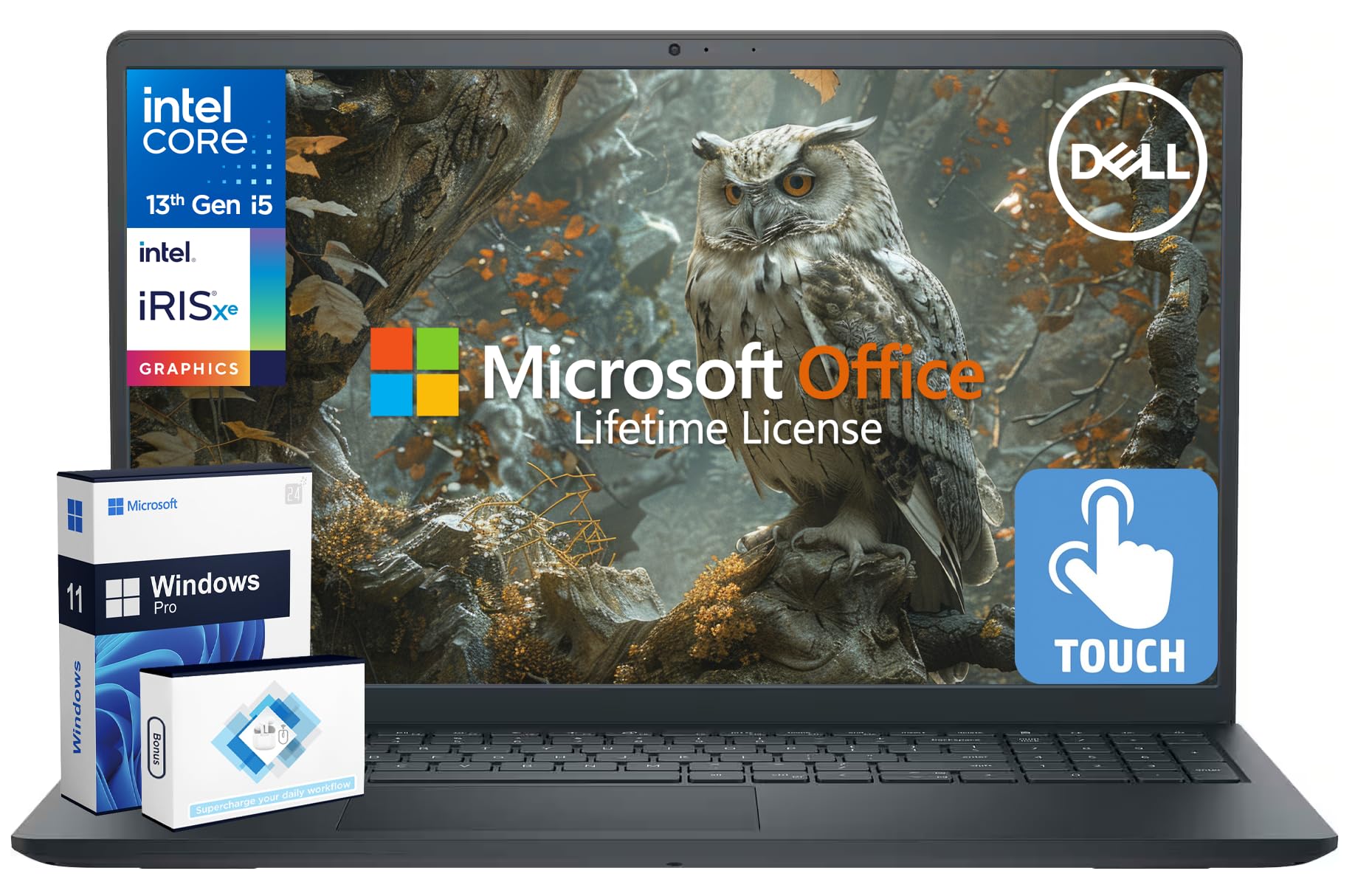 Dell Inspiron 15 Touchscreen Business Laptop, Lifetime Office, AI Copilot, 15.6” FHD IPS, 10-Core Intel i5 (Upto 4.5GHz), 64GB RAM & 2.5TB Storage (