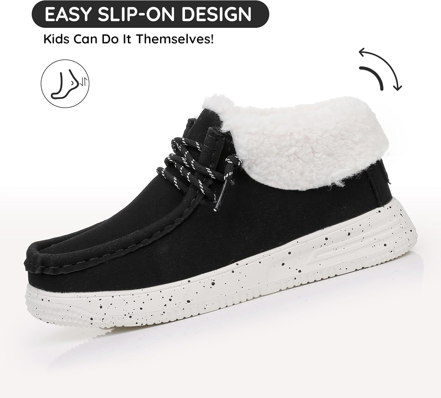 Apakowa Toddler Boys Girls Winter Boots Shoes Lightweight Warm Winter Slip-On Moccasin Boots with Faux Fur (Toddler/Little Kid/Big Kid) - Image 5