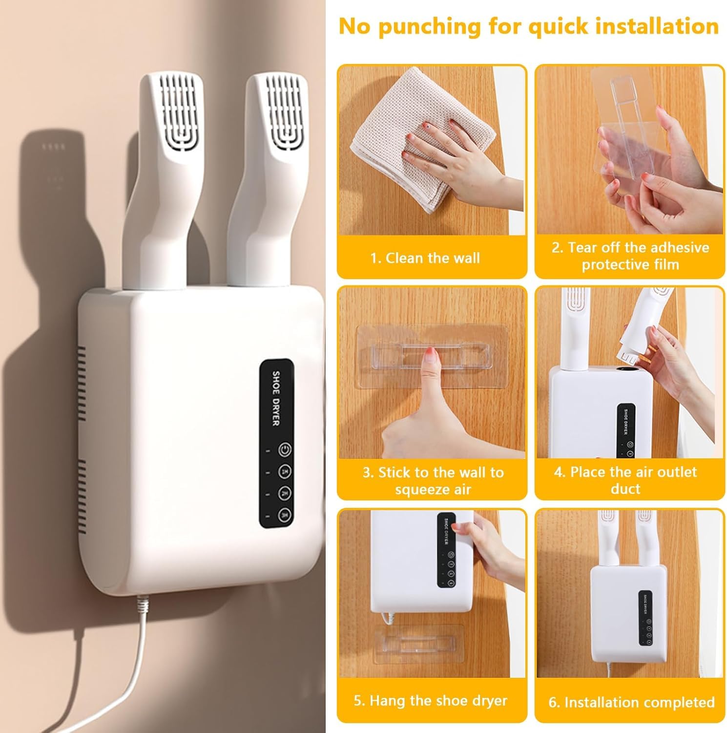 Asciuga Scarpe ad Aria Calda. Funzione Deumidificatore, Profumatore ed Elimina Batteri. Elettrico con Cavo. Timer Regolabile. Silenzioso ed Efficiente - CW950