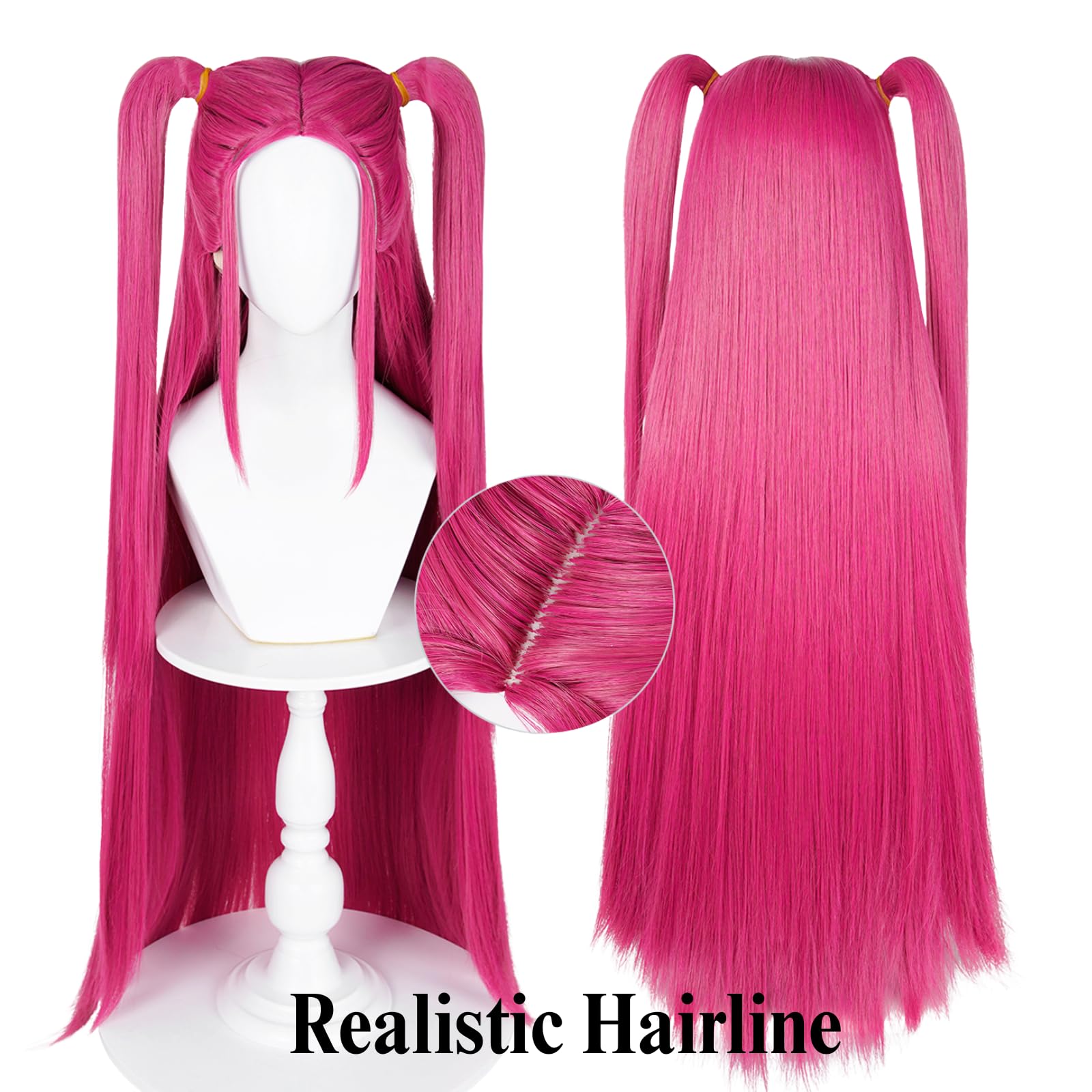 SL Wavy Blonde Ponytail Wig for Jean Cosplay,Golden Princess Hair Wigs with Pigtails Bangs + Wig Cap for Halloween Peach Costume: Magenta