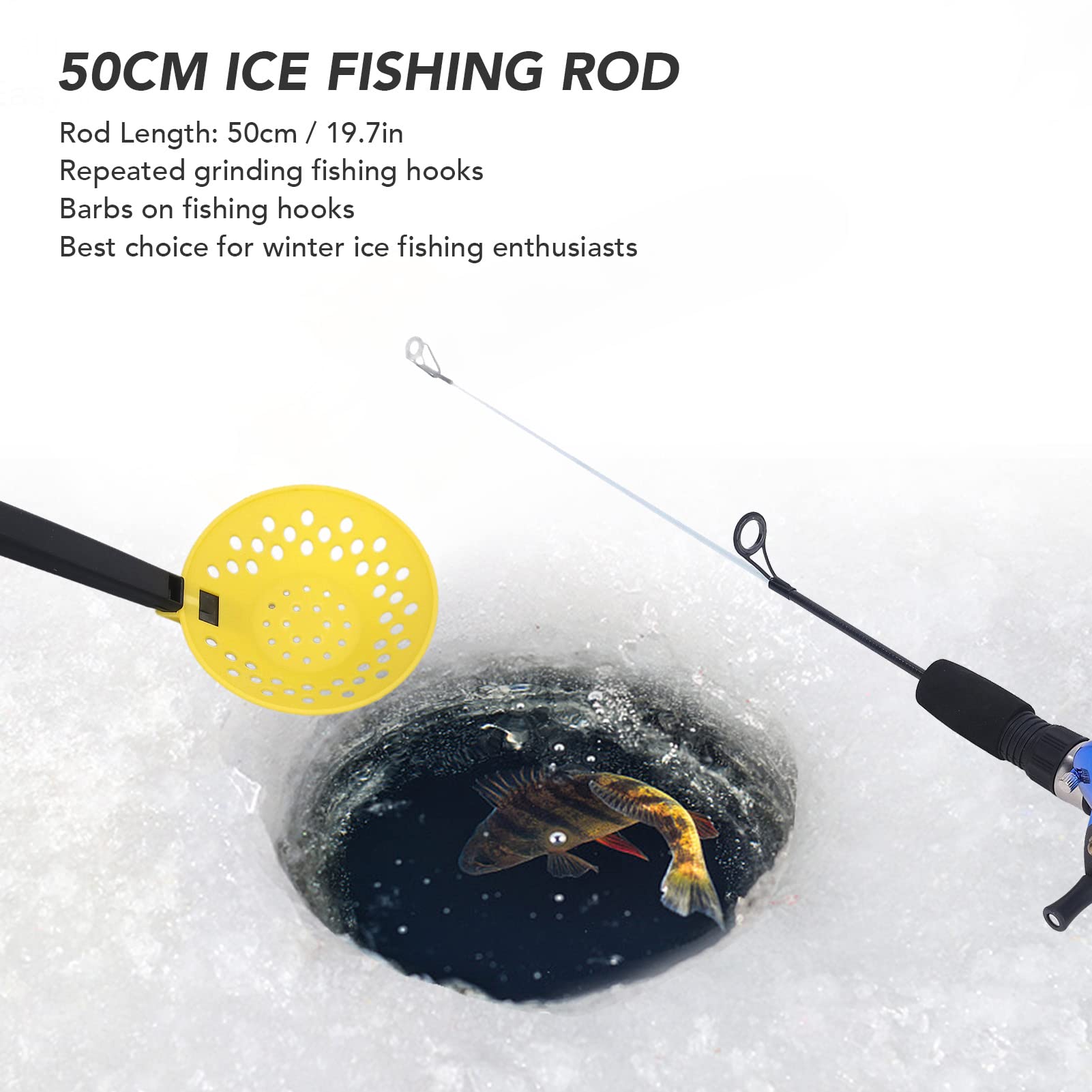 50 cm Angelruten-Set, Kohlefaser-Eis-Angelkombi für den Winter