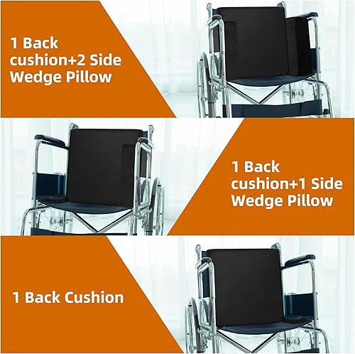 Miniatura 4 de HOMBYS Soporte lateral para silla de ruedas,Cojín de respaldo de silla de ruedas,Almohada de apoyo lumbar para dolor de espalda baja con soporte