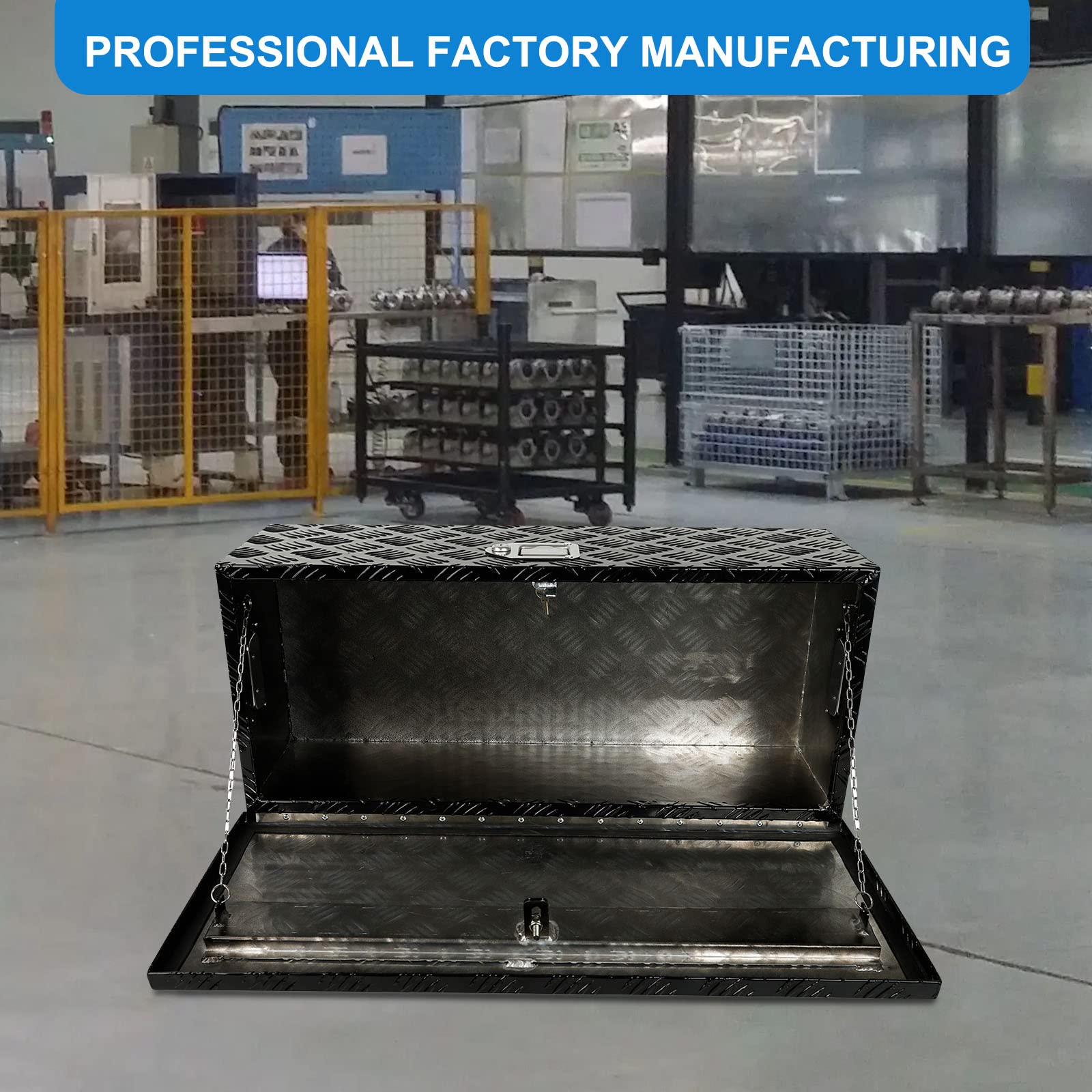 76 cm aluminiowe paski platerowane skrzynka narzędziowa pickup truck łóżko kampera przyczepa skrzynka narzędziowa organizer do przechowywania z bocznym uchwytem, wodoodpornym zamkiem i kluczami - czarna