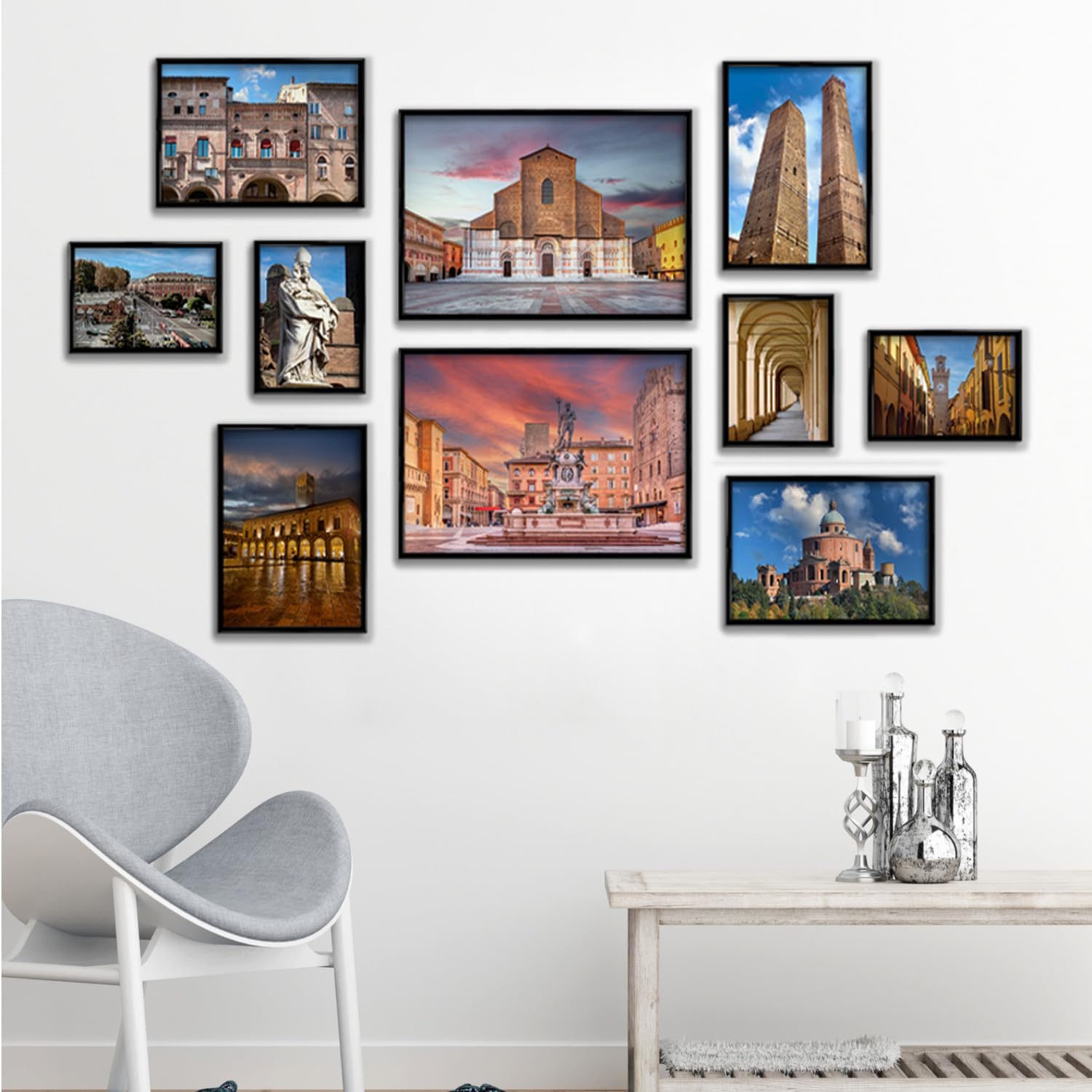 Giallobus - Set 10 poster da parete - Raccolta città Bologna 3 - Carta Patinata - | 2 x A3 42x30cm | 4 x A4 30x21cm | 4 x A5 21x15cm | - SENZA CORNICI - Stampe moderne soggiorno