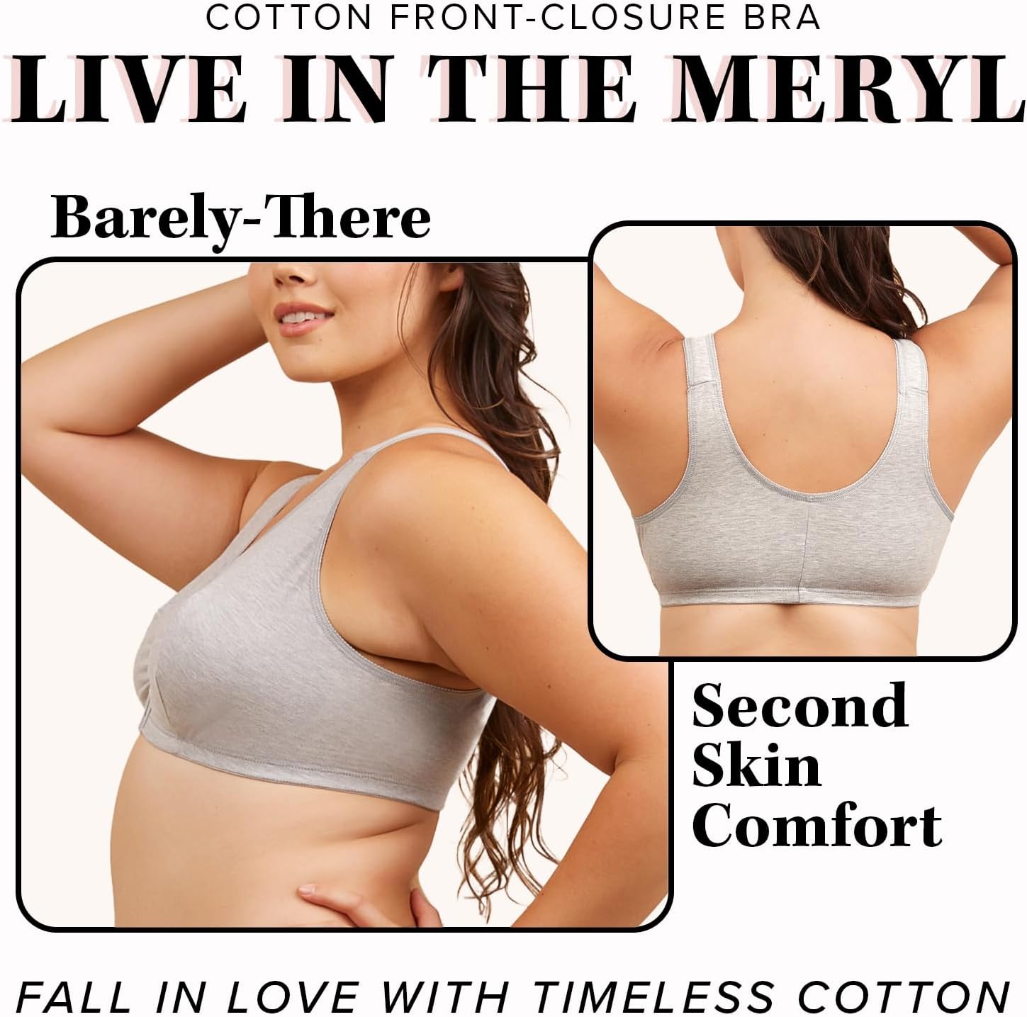 Leading Lady, Meryl, Front-Closure Cotton Bra, Comfort Sleep for Women, Breathable, Unlined, Full Coverage, Wireless, 36A-56H - Image 4
