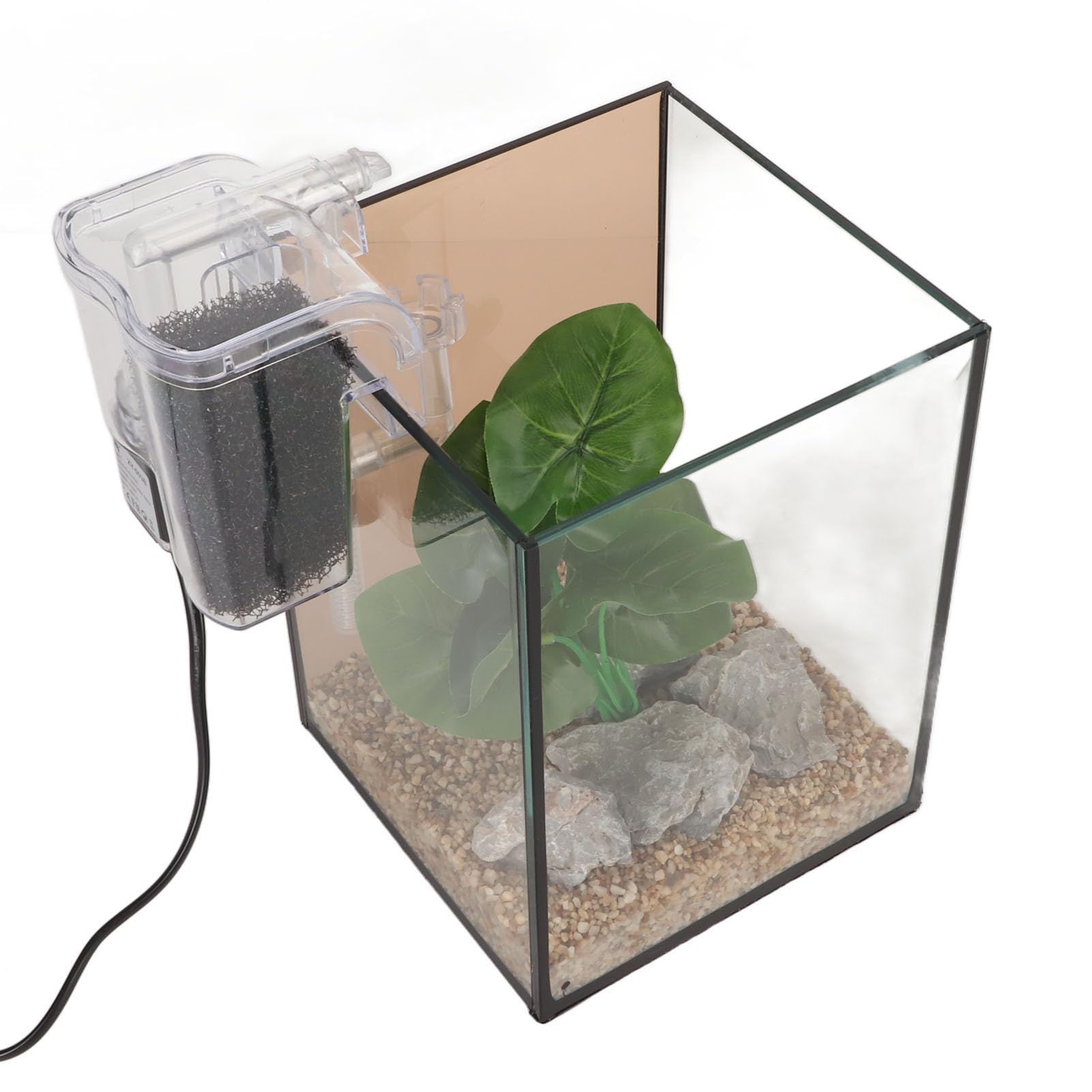 Acuario Pequeño, Elimina Impurezas, Transparente, Fácil Instalación, Bomba de Cascada para Pecera Pequeña de Escritorio con Luz LED para el Hogar (Enchufe Europeo 220V)