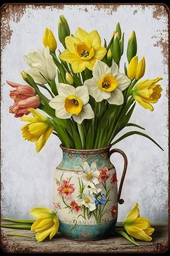 Kit de pintura de diamantes de narciso vintage, pintura de diamantes para adultos y niños, fácil de hacer a mano, pasta de gemas de cristal, arte de