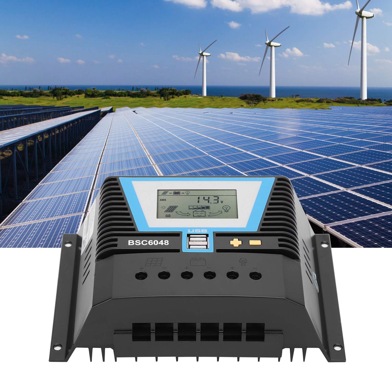 Controlador Solar Controlador de Carga Solar Inteligente Multifuncional para Baterías de 12 V/24 V/36 V/48 V con Gran Adaptabilidad y Tamaño Compacto
