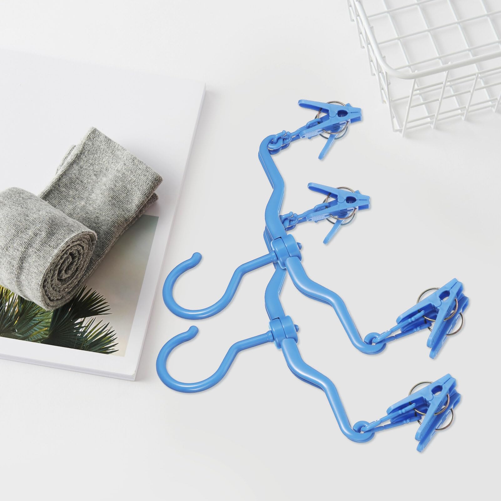 Luxshiny Clothing Drying Hangers 5pcs Jeans Hangers Folding Clips Socks for Drying Closet Organizers