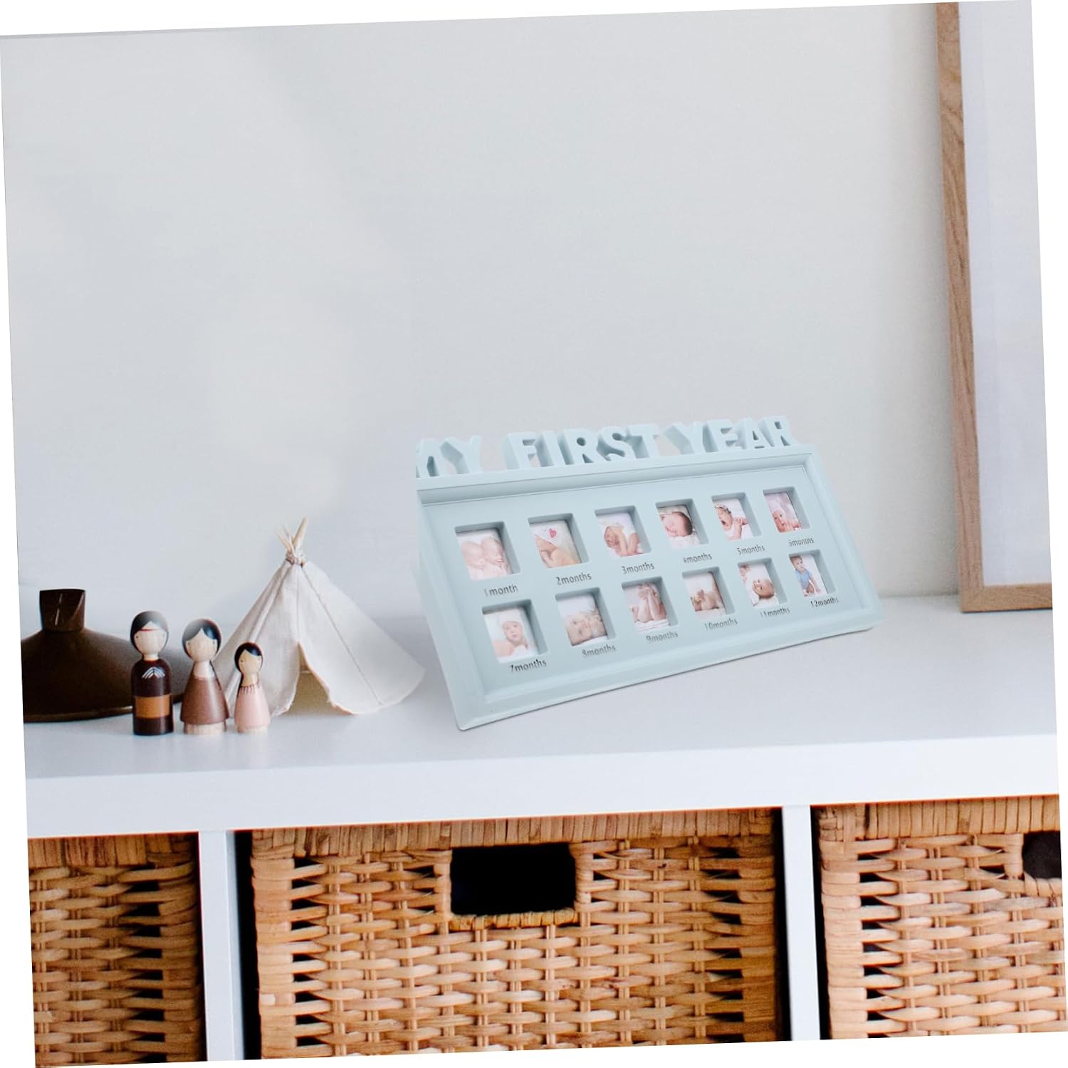 SUPVOX Baby 12-month Photo Frame Holds 12 Pictures Blue