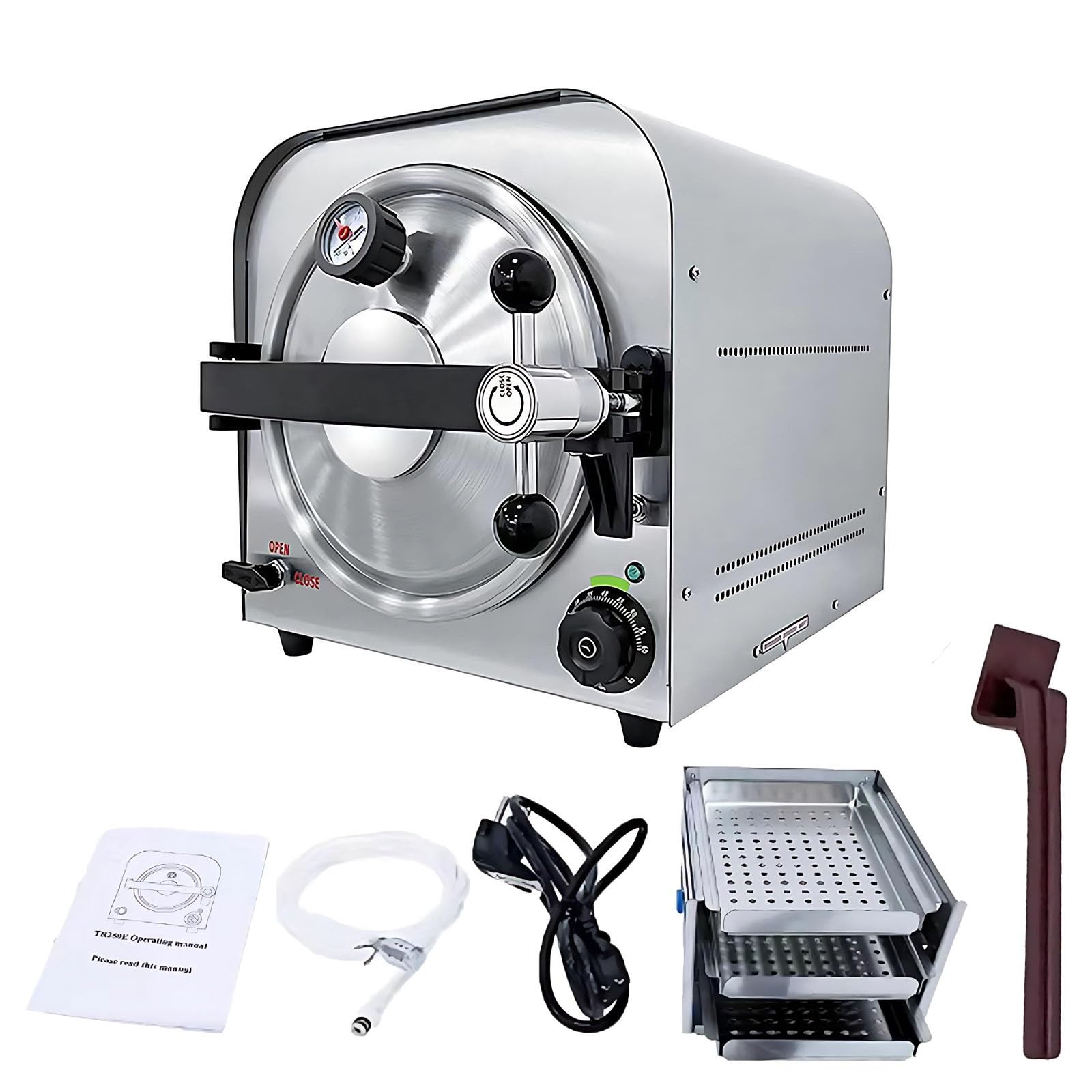 Esterilizador Autoclave Profesional 14L 900W 220V/110V, Unidad De Esterilización Vapor Para Laboratorio Y Estética, 3 Bandejas Incluidas Ciclo 122C