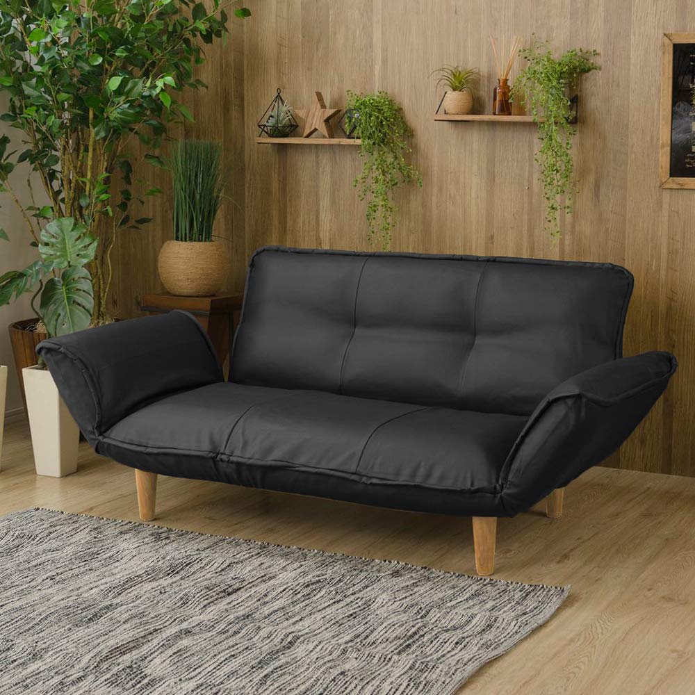 Amazon｜ソファー 2人掛け カウチソファー リクライニング ブラック  