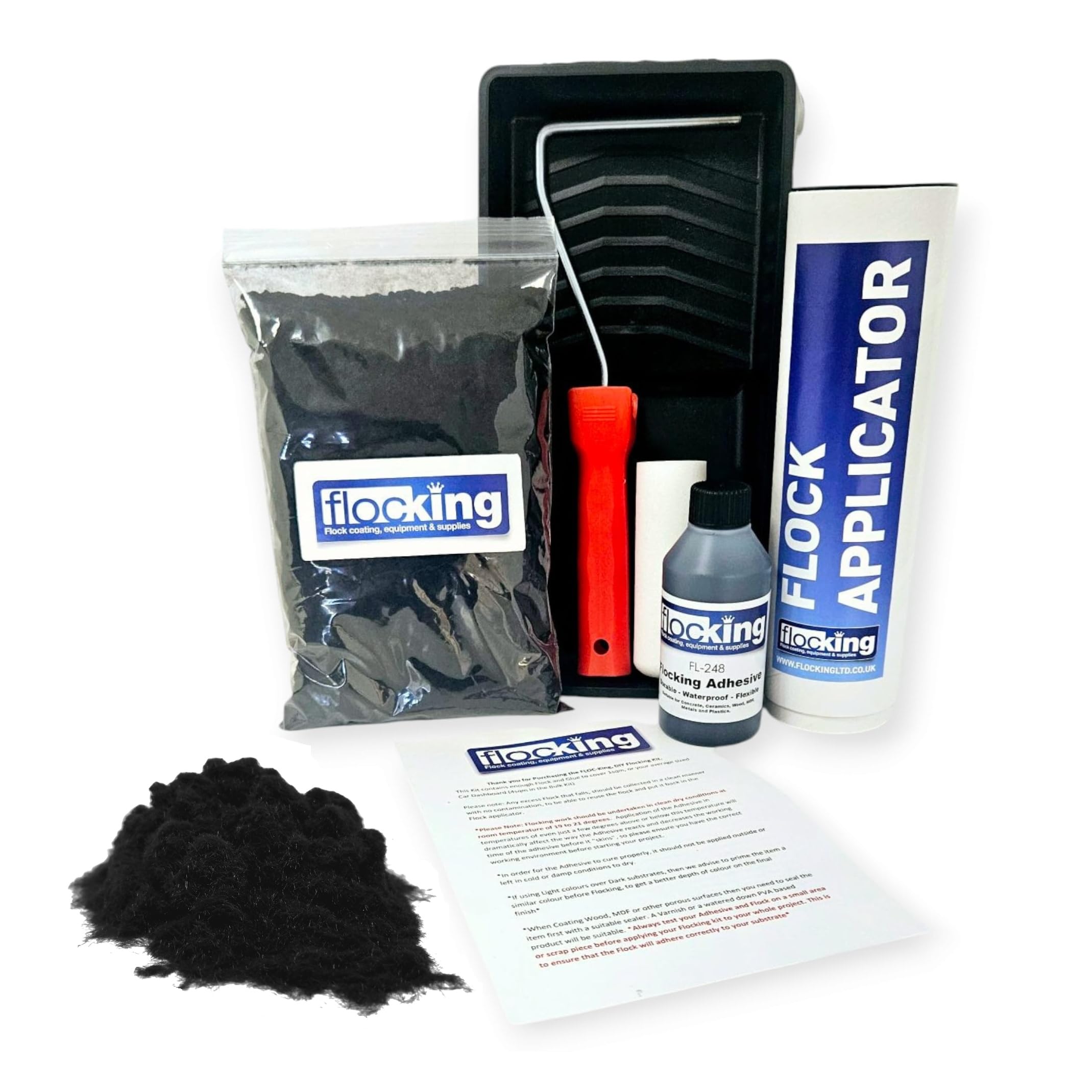 DIY Flocking Kit with Roller and Tray - Flocked Finish - Flock Powder (Black)