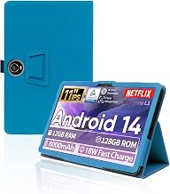 for JIKOCXN C5 Tablet/TUOHAITIME C5/WXUNJA C5 11 inch Tablets,Folding Stand Protective Cover with Pencil Holder and Wrist Strap,Full Protection, Premium PU, Scratch Resistant(Light Blue)