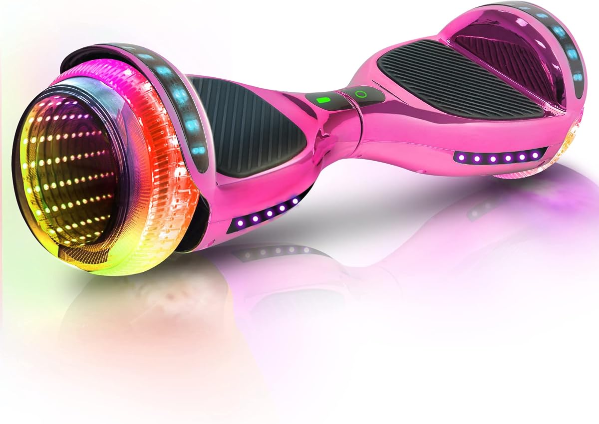 Hover Board with Bluetooth, LED Lights & Non-slip Footpads | for Kids ages 6-12 and Adults, UL2272 Safety Certified, (Pink)