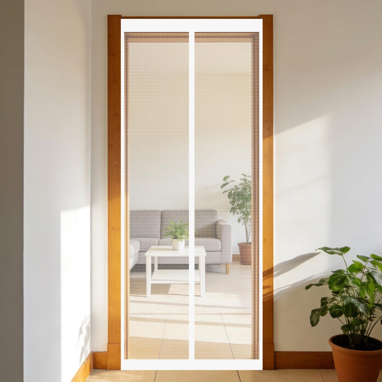 Magnetic Fly Screen Door 60 x 160 cm Keeps Bugs Out, Lets Fresh Air in, No Gap, Snap Shut Automatically, Hands Free Fly Nets for Doors for Living Room, Bedroom, Patio, White