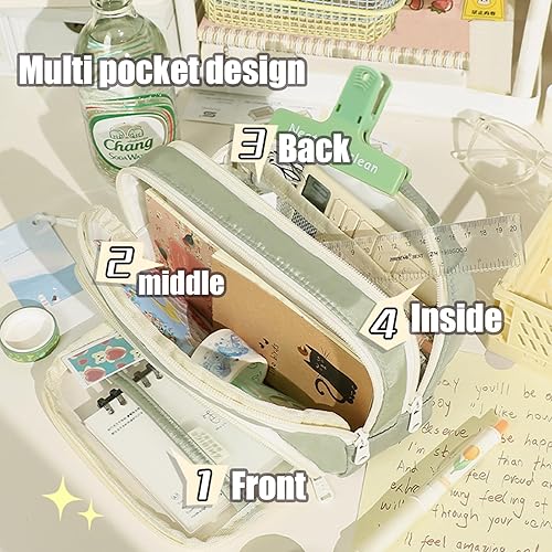 Miniatura 2 de GRIBULK Estuche para lápices de alta capacidad, transparente, grande, estuche para rotuladores, bolsa de arte estético, bolsa de almacenamiento con