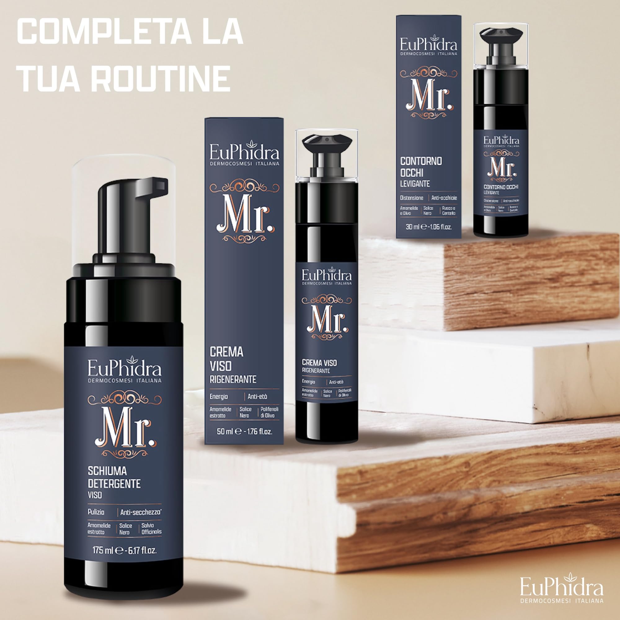 Euphidra Mr - Contorno Occhi Levigante ideale per l'uomo, Gel Fresco con Effetto Distensivo, Flacone Dispenser 30 ml, per Ridurre i Segni della Stanchezza